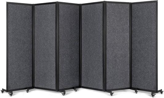 Room Partition,Office Divider,Portable Commercial Screen Dividers,Privacy Partition Separator,Classroom School Dividers, 12'7"L* 6'7"H,6 Panel,Grey