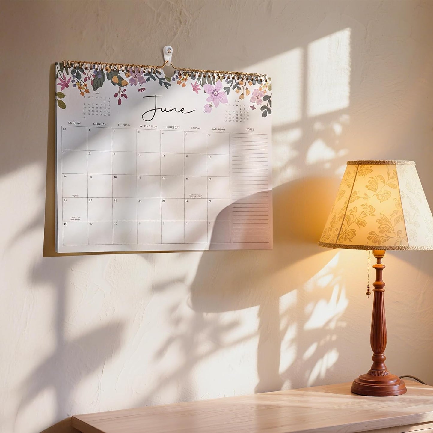 2025-2026 Wall Calendar, Gimoner Calendar 2025, 18 Months Calendar Runs From July 2025 - December 2026, 15" x 12", Twin-Wire Binding, Hanging Hook, Floral Design