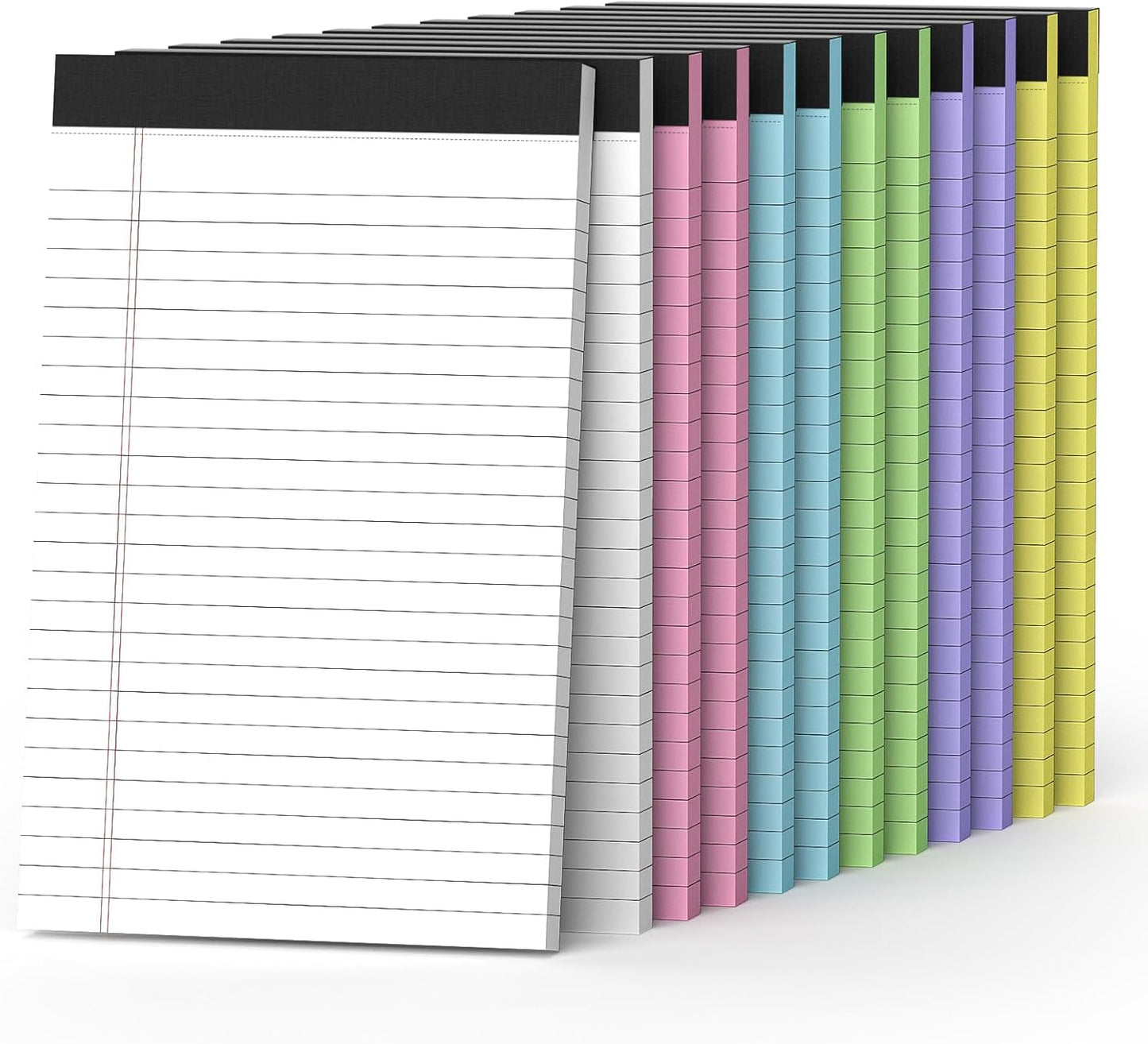 12 Pack Colored Note Pads 5" x 8" Legal Pads College Ruled Lined Paper with Micro-Perforated Writing Notebook 30 Sheets per Pad (360 Total Pages) Small Notepad for School, Office & Home Supplies