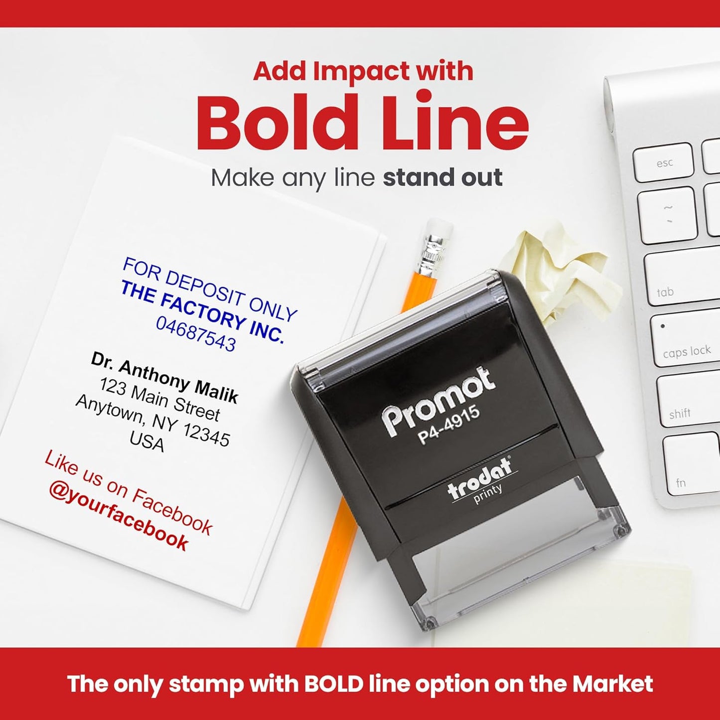 Promot Self Inking Custom Stamp - Up to 4 Lines of Personalized Text, Customized Address Stamp with Easy to Change Ink Cartridge (Extra Large)