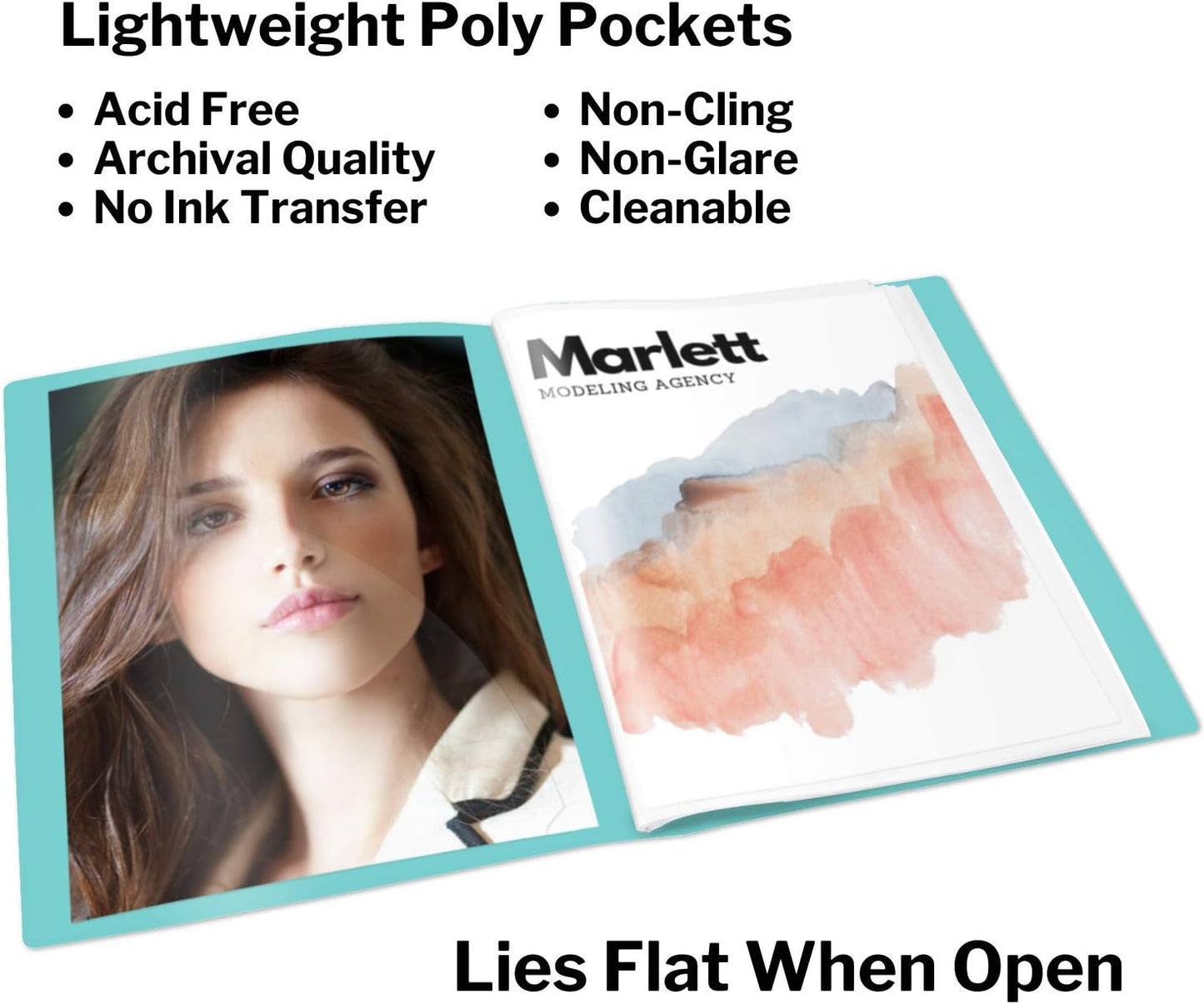 Dunwell Presentation Binder 12-Pocket, Displays 24 Pages, 8.5x11 Portfolio Binder with Plastic Sleeves, Storage and Organizer for Documents, Certificates, Projects, Photos (6 Pack, Aqua)