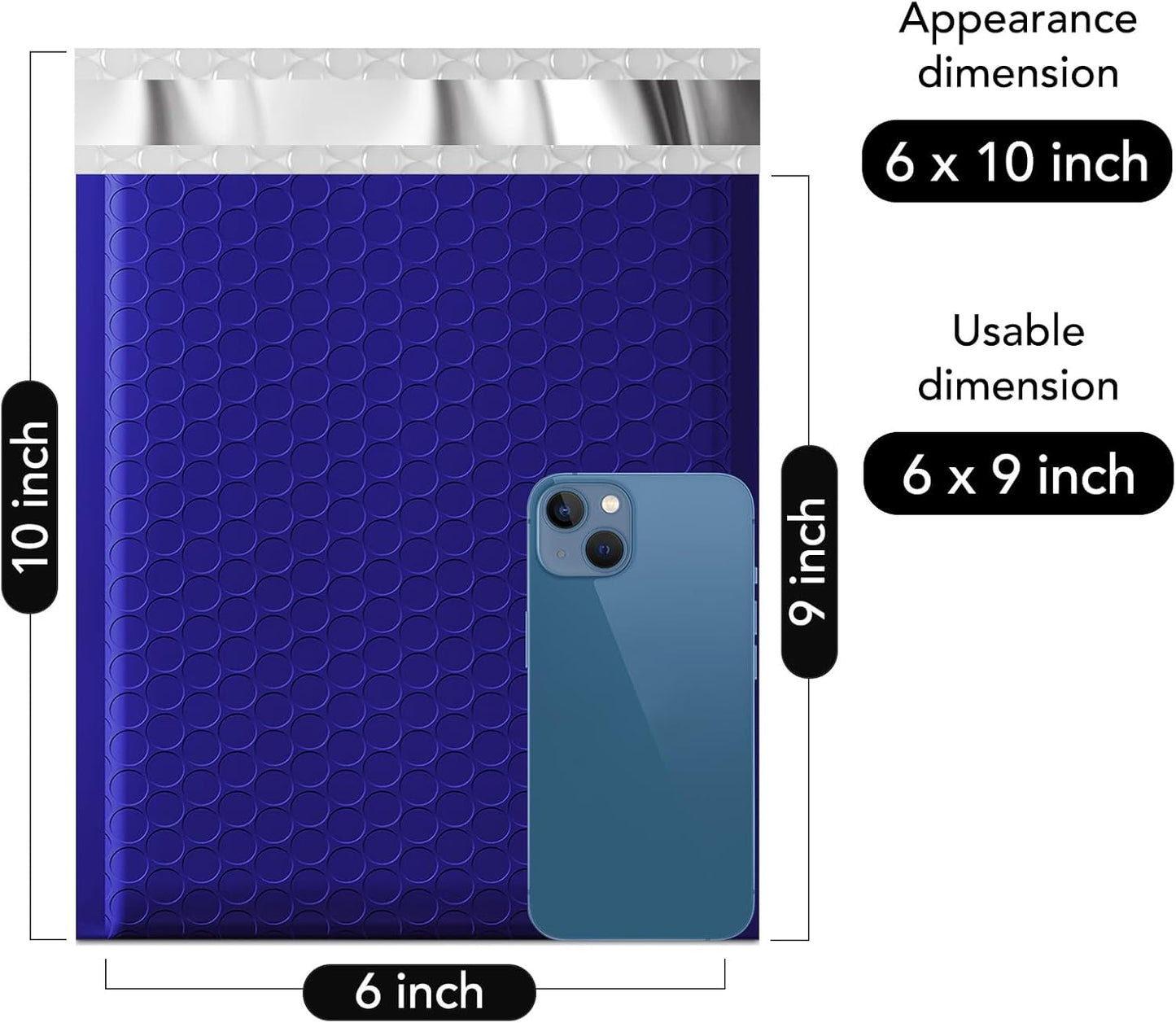 Fuxury Bubble Mailer,100Pcs 6x10" Bubble Mailers Royal Blue Shipping Padded Envelopes Usable Size 6x9" Opaque Mailing Envelopes Bubble Padded for Mailing,Packaging, Small Business,Bulk #0