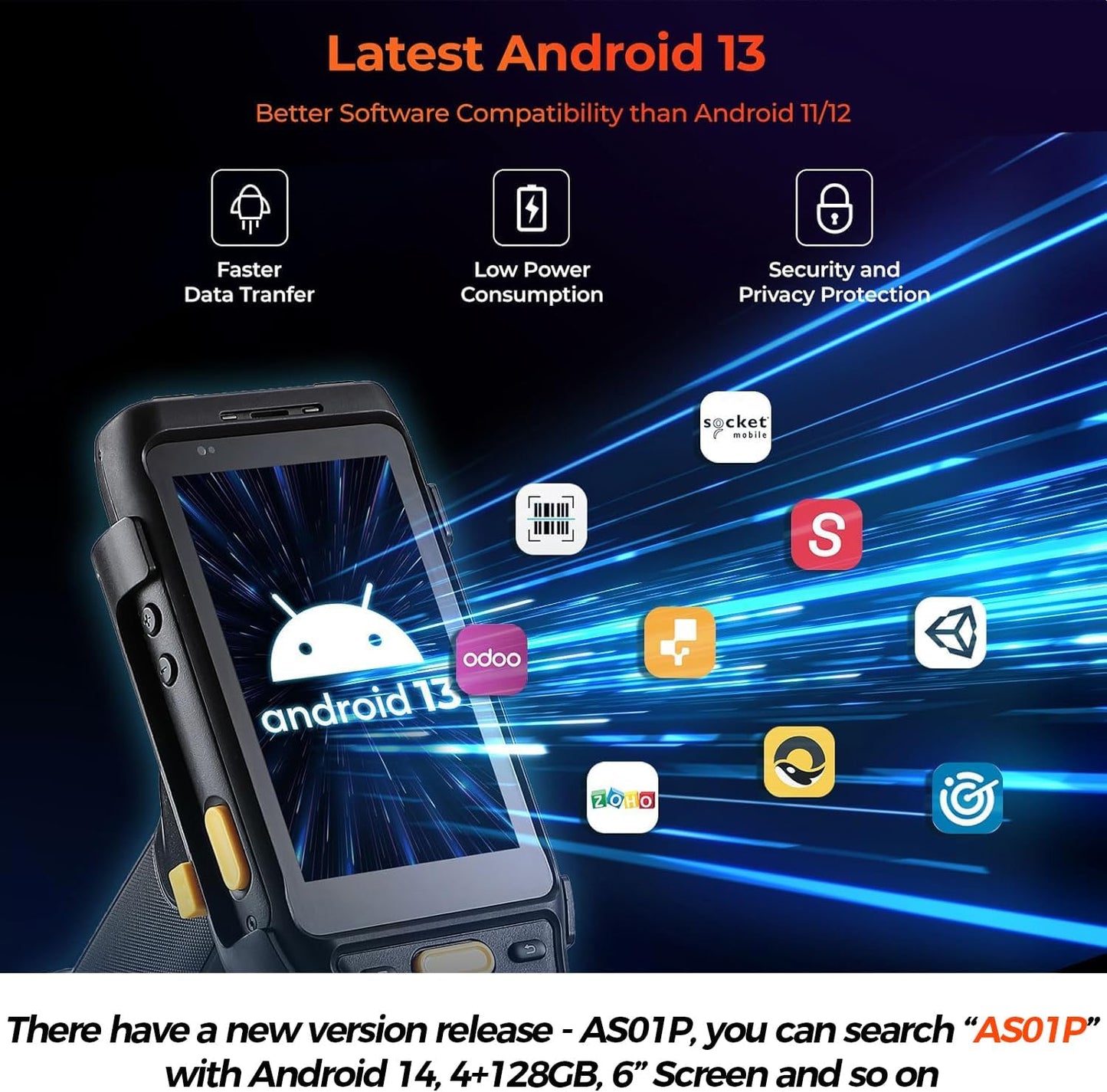 MUNBYN 088P 2025 New Long-Range-Android-Barcode-Scanner, Android 13 PDA, Equip with Zebra 4850 Scanner, Long Distance Inventory Scanner with Pistol Grip, 1D 2D QR for Warehouse