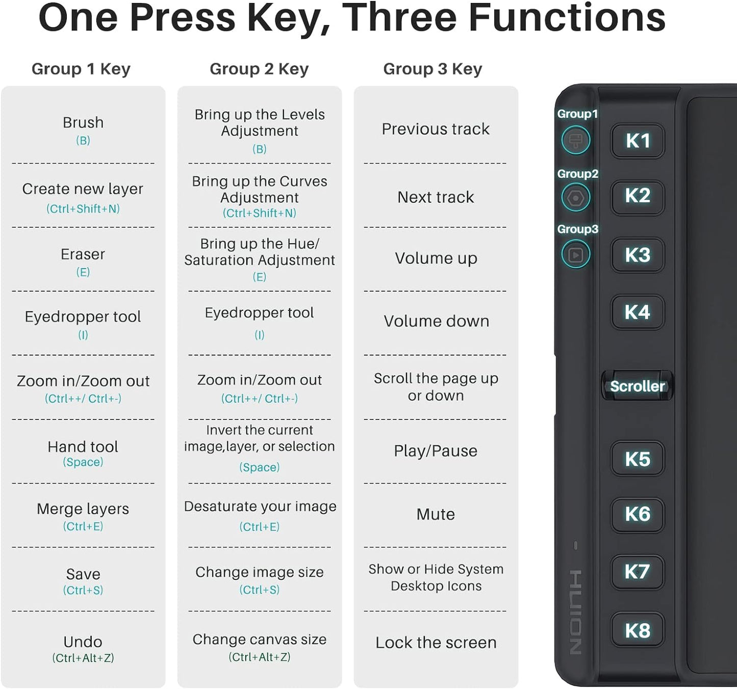 HUION Inspiroy 2 Medium Drawing Tablet with Scroll Wheel 8 Customized Keys Battery-Free Stylus 60° Tilt Support for Digital Art, Design, Sketch, 9x5inch Graphics Tablet, Black
