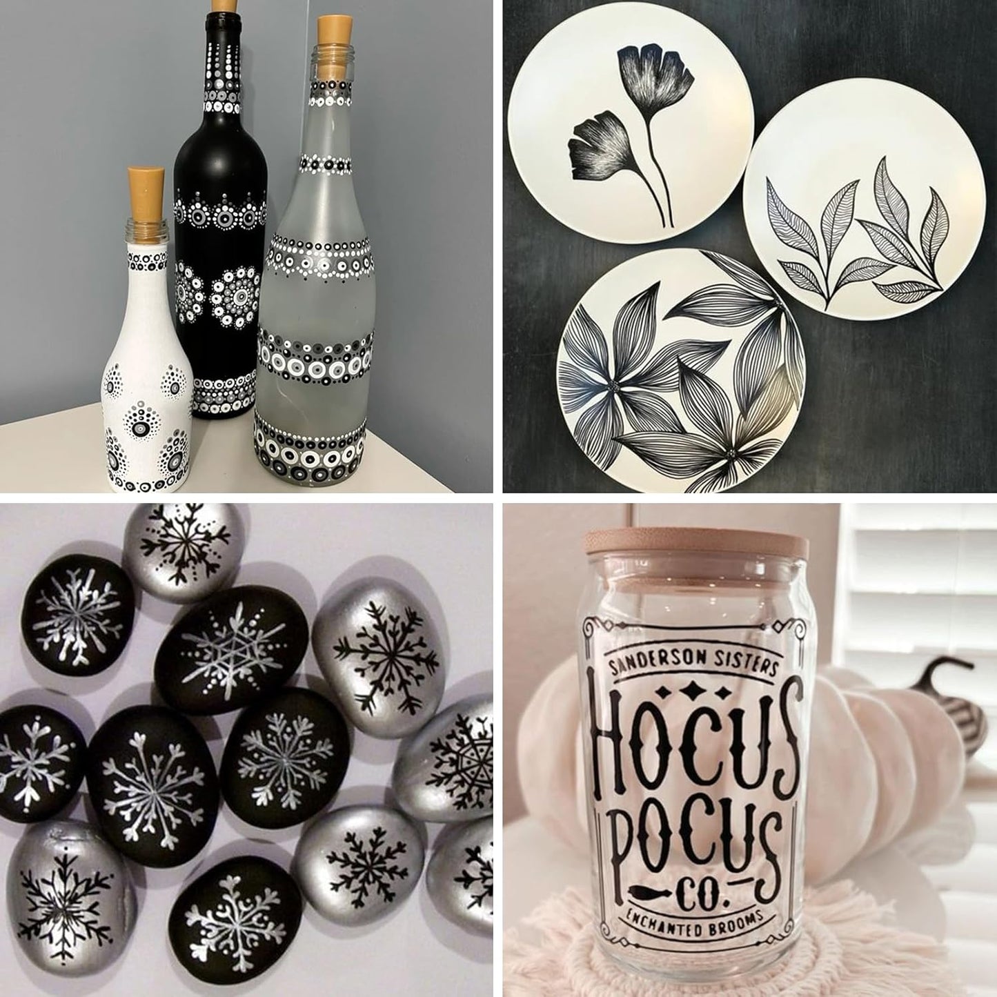 SFAIH Black Paint Markers Pens - 4 Pack 2-3MM Medium Tip Acrylic Markers for Rock Painting, Bold Lettering, Poster Making, Labeling, Wood Signs