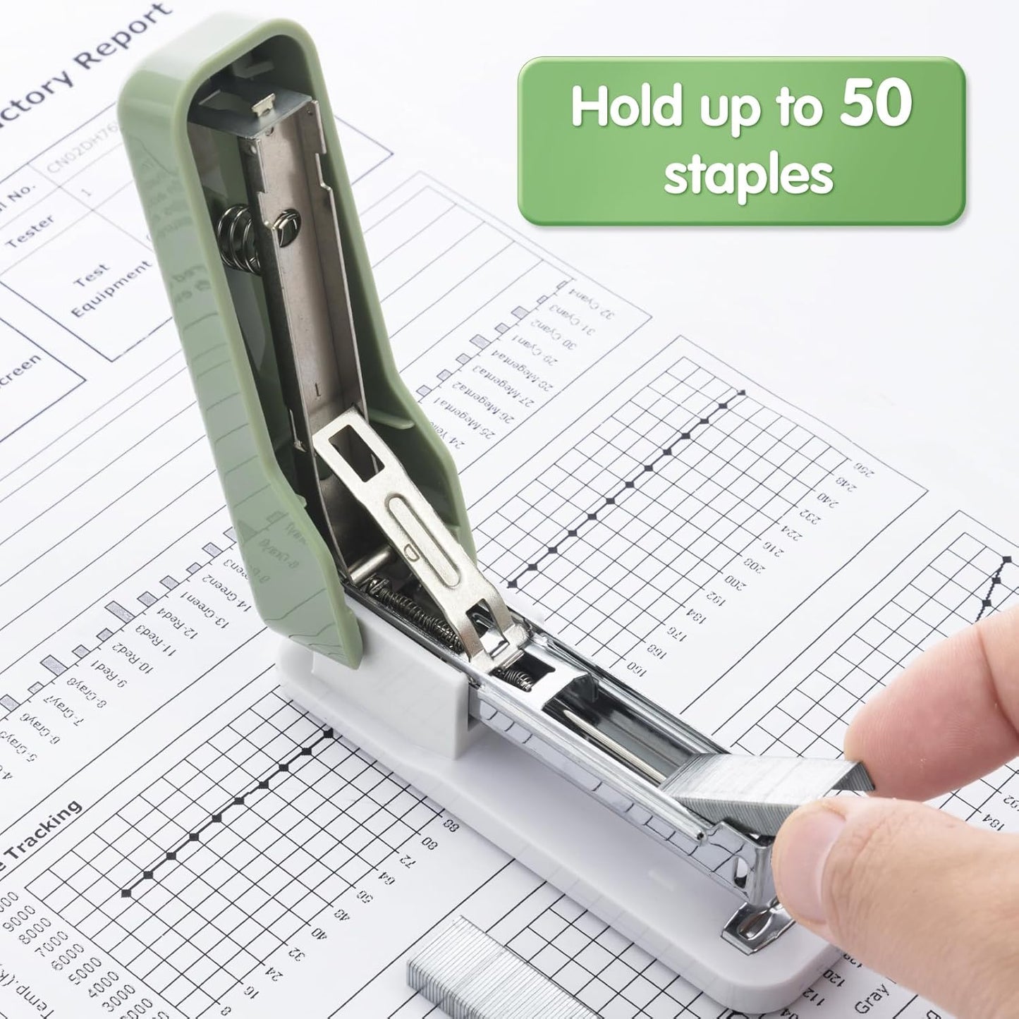 M&G Desktop Stapler, Basic Office Stapler with 1000 Staples, 20 Sheet Capacity, Portable Small Desk Staplers for School Home Office (Green)