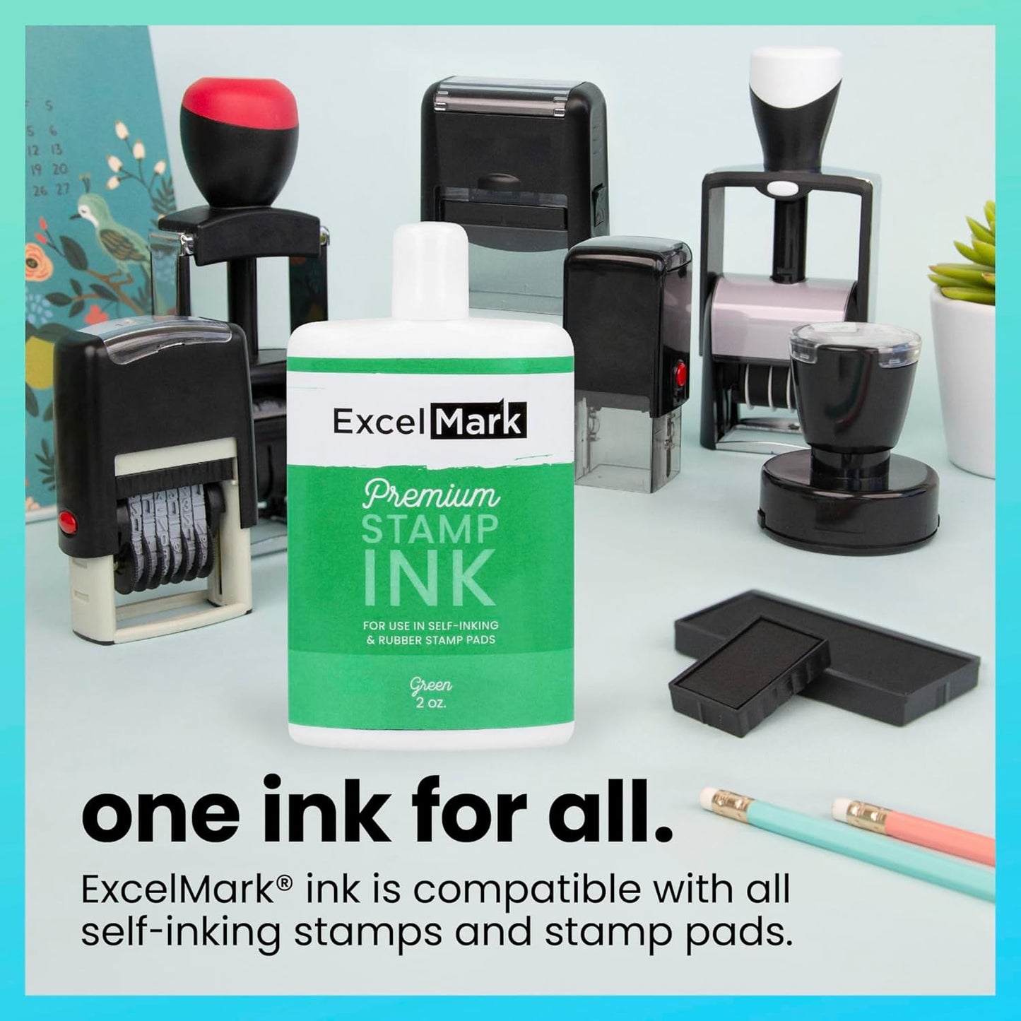 Self Inking Stamp Refill Ink - 2 oz. - Green Ink