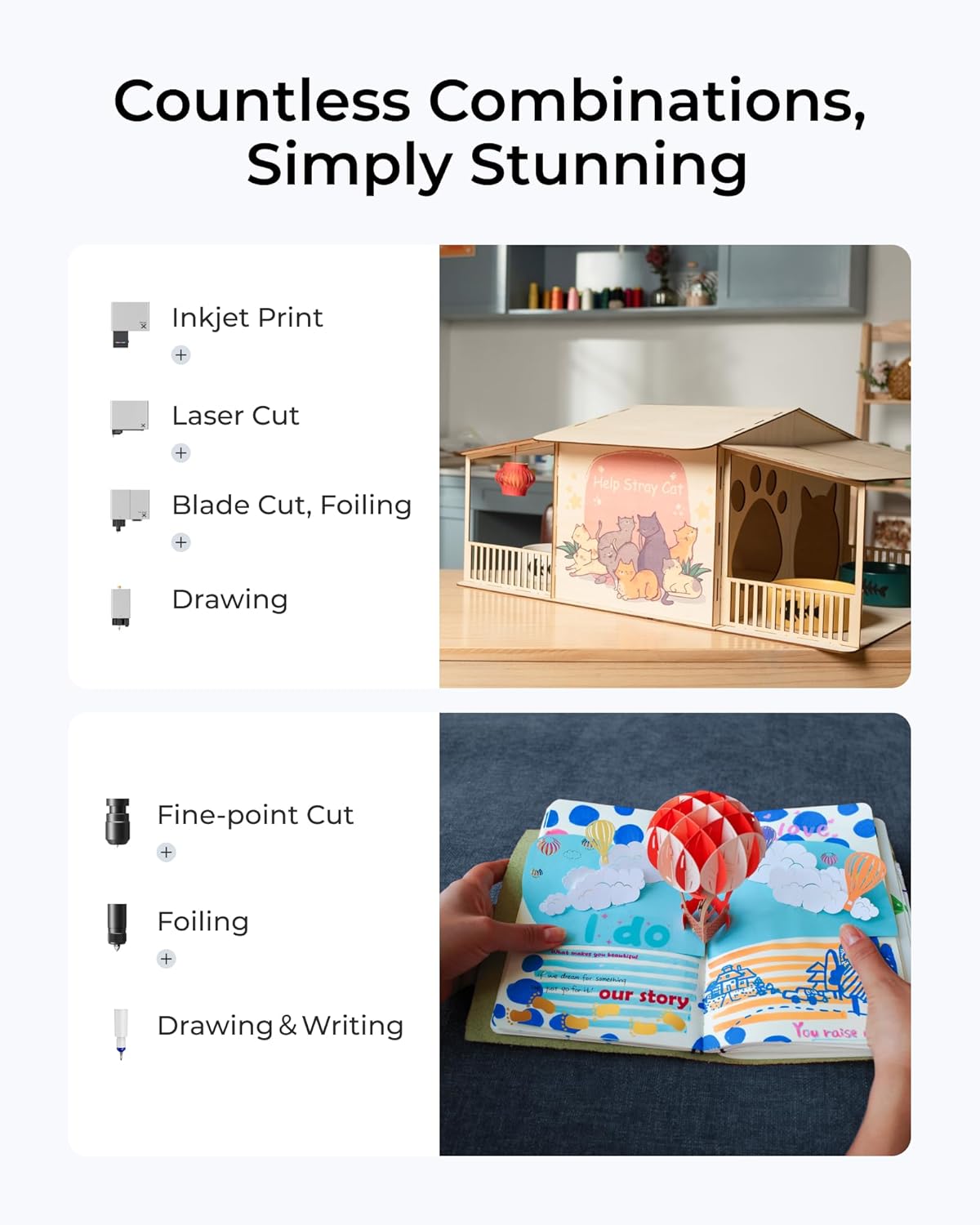 xTool M1 Ultra Laser Cutter and Engraver Machine, 4-in-1 Craft Machine with 10W Laser Engraver, Inkjet Printing, Blade Cutting, Pen Drawing, Easy to Use on 1000+ Materials - Basic Bundle