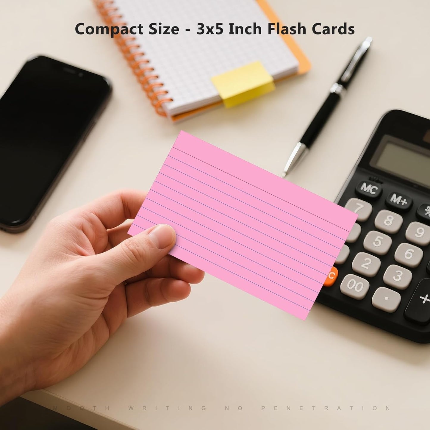600 Count Index Cards 3 x 5 Inch Pink Lined Flash Cards Ideal for Studying and To-do-List, Portable Note Cards Taking for Students and Teachers, Flash Card Styled for Home, Office or School Use