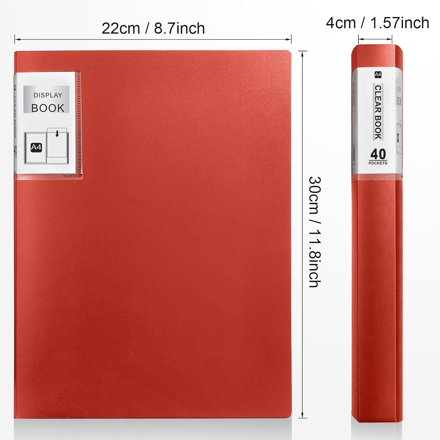 Marspark 4 Pcs Binder with Plastic Sleeves Large 8.5" x 11" Display Presentation Book 40 Pocket 80 Pages Art Portfolio Folder Clear Sheet Protector for Photo Document (Black,Green,Red,Blue)