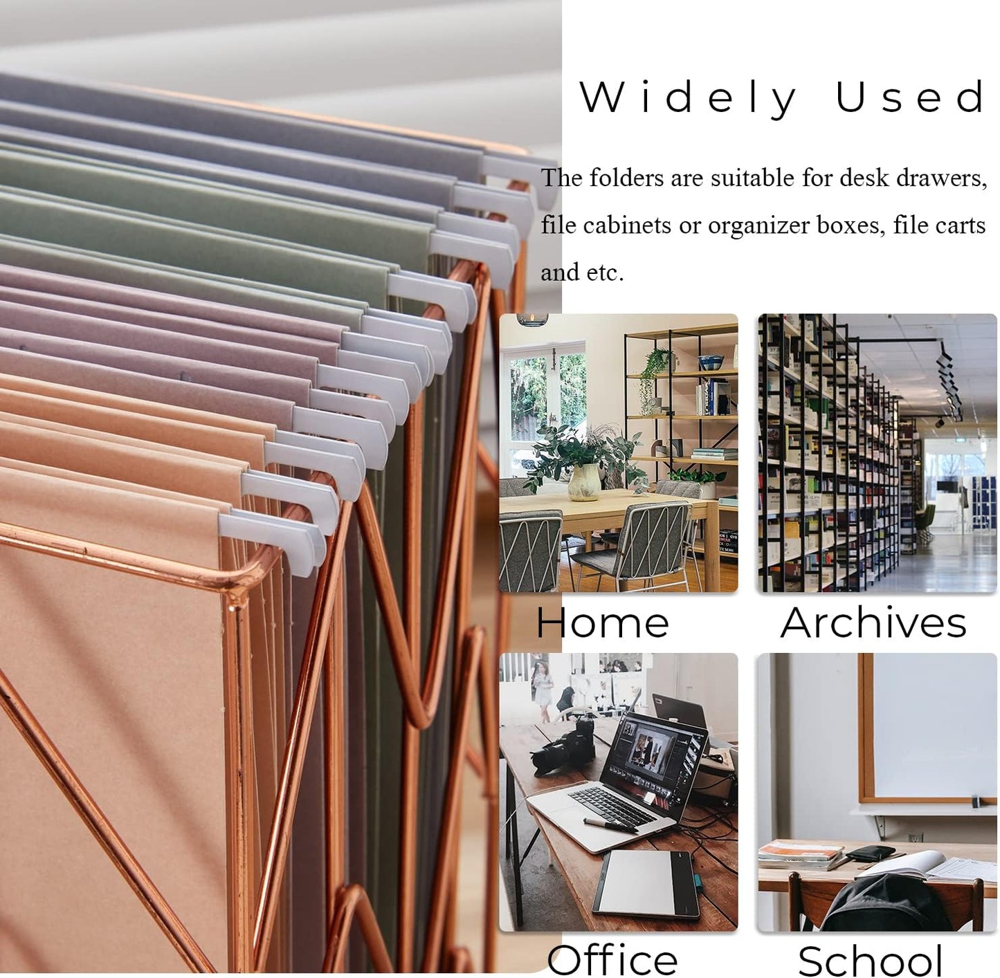 Y YOMA 24 Pack Colored Hanging File Folders Letter Size Decorative Hanging Folder Cute Pretty File Folder for Filing Cabinet Office Home with 1/5-Cut Adjustable Tabs, 4 Selected Morandi Color