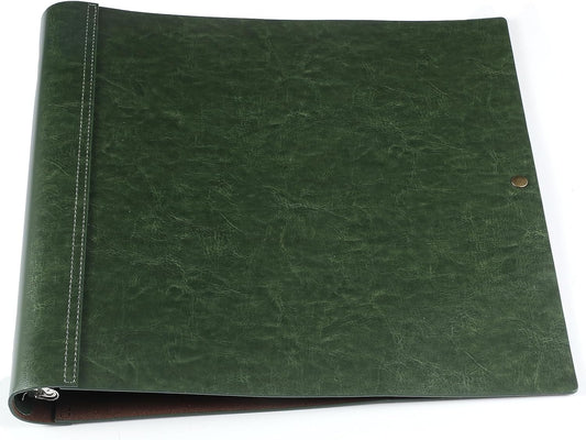 Teling Leather 3 Ring Binder Holds 8.5 x 11 Inch Paper Binder Organizer Vintage Faux Leather Portfolio Folder Planner for Office Home Document Photo Diary Supplies (Dark Green)