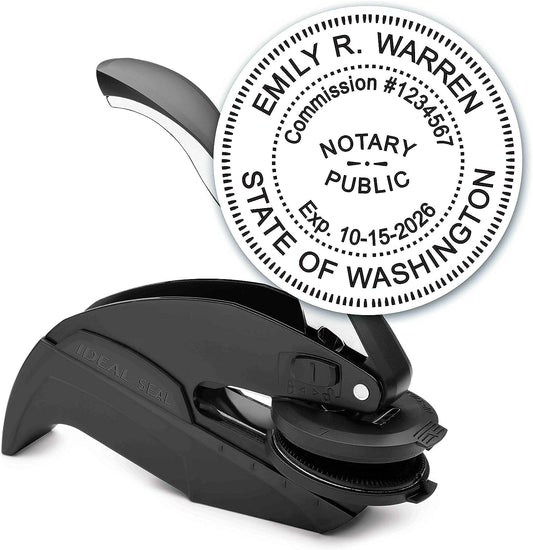 MaxMark Notary Seal Round Embosser for Washington State - Includes Gold Burst Seal Labels (50 Count)