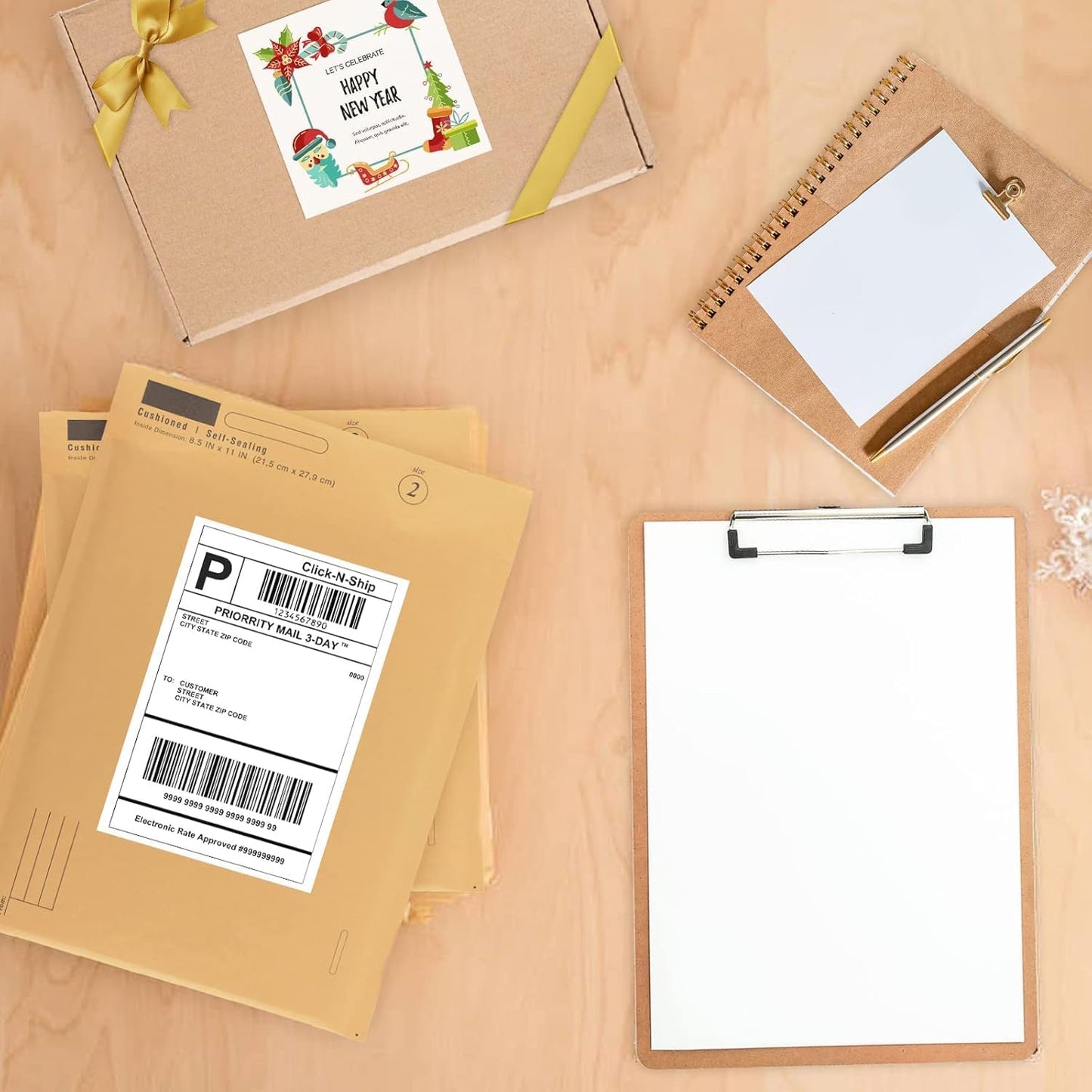 L LIKED 100 Half Sheet Shipping Labels, 2 per Sheet, 5.5 x 8.5 inchh, for Laser & Inkjet Printer (50 Sheets)