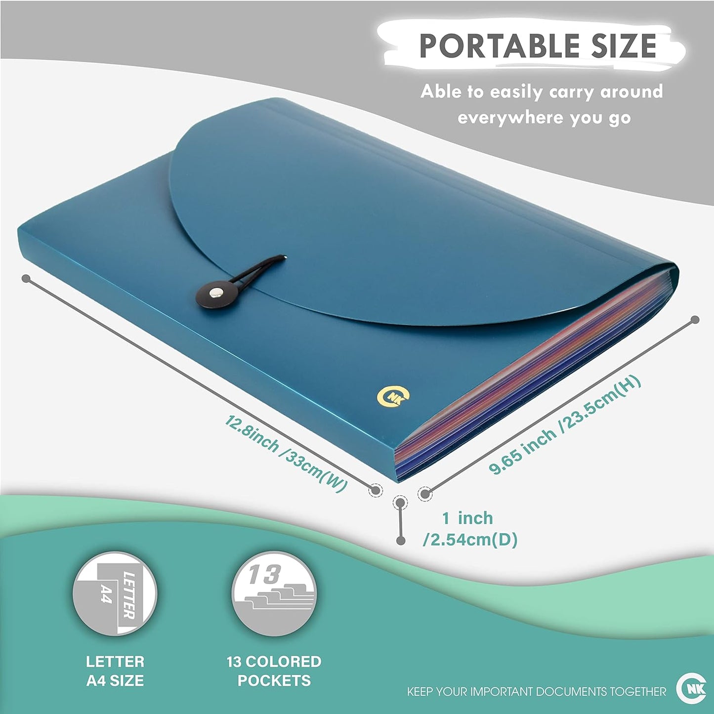 CNK File Folders Organizer with 13 Pockets Accordion Expanding Folder For Documents Receipt Document Paper Pocket Filing Products Accordian Important expandable holder files alphabetical Labels Letter