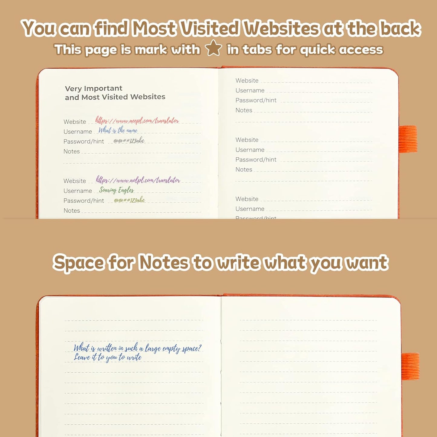 DAOFARY Password Book with Alphabetical Tabs - Small Password Keeper Book (5.6 * 4.3 in) with Inner Pocket, Hardcover Password Keeper Notebook for Log Internet Website Information (Blue Haze)