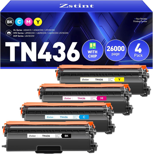 TN436 Toner Cartridge 4-Pack Compatible Replacement for Brother TN-436 TN433 TN431 MFC-L8900CDW MFC-L8690CDW HL-L8360CDW HL-L8260CDW MFC-L8610CDW MFC-L8905CDW MFC-L9570CDW HL-L8360CDWT Printer Set Ink