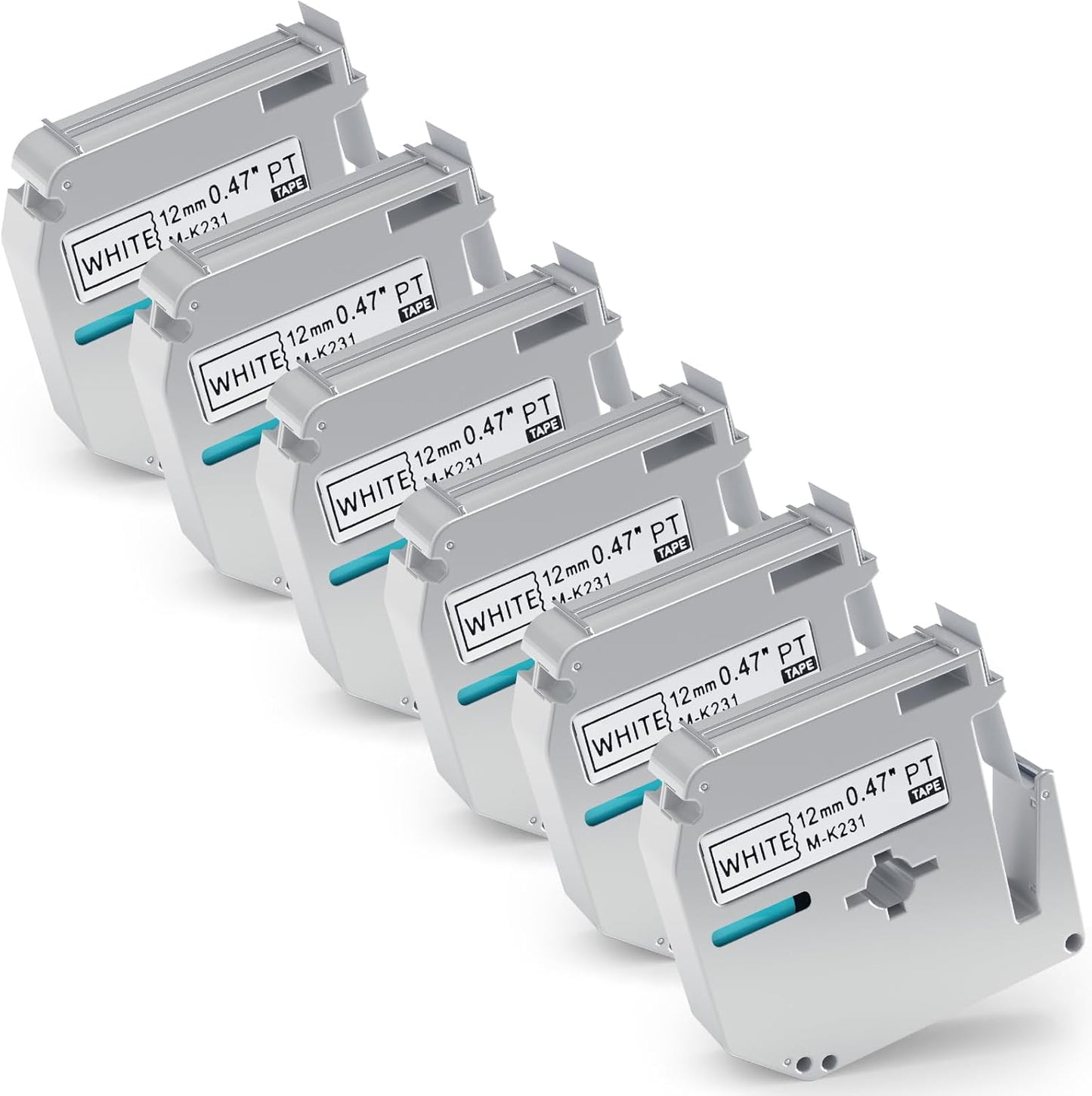 6 Pack M-K231 M Tape 12mm Compatible with M-K231s Brother Label Tape Black on White 0.47 Inch Tape for P Touch PT-M95 PT95 PT65 PT-65 PT70 PT85 PT90 Label Maker