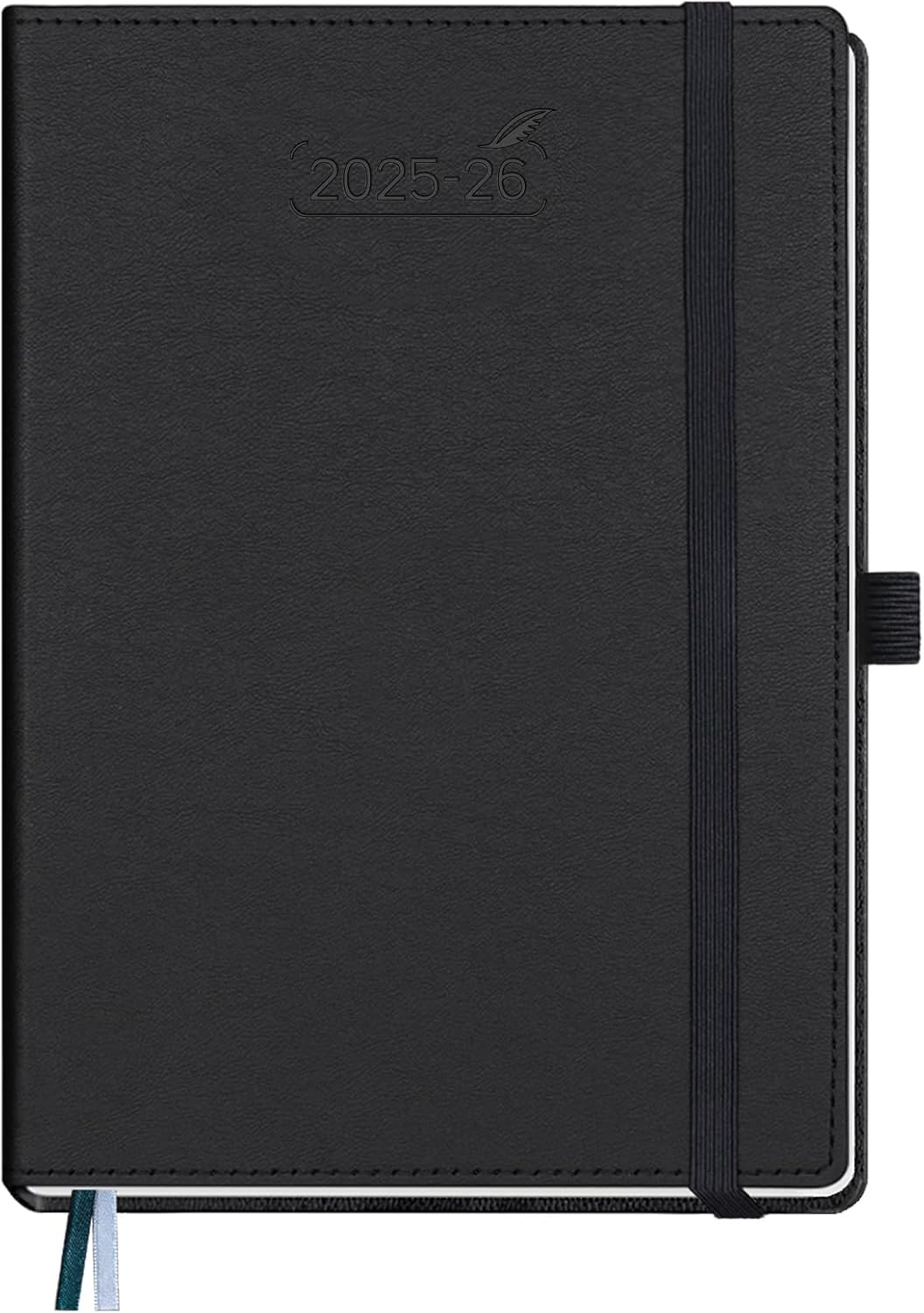 BEZEND Planner 2025-2026 Weekly and Monthly, 5.8" x 8.5" Academic Calendar (Jul 25-Dec 26) Vertical Daily Appointment with Hourly Timeslot & Monthly Tab, PU Leather Hardcover - Black