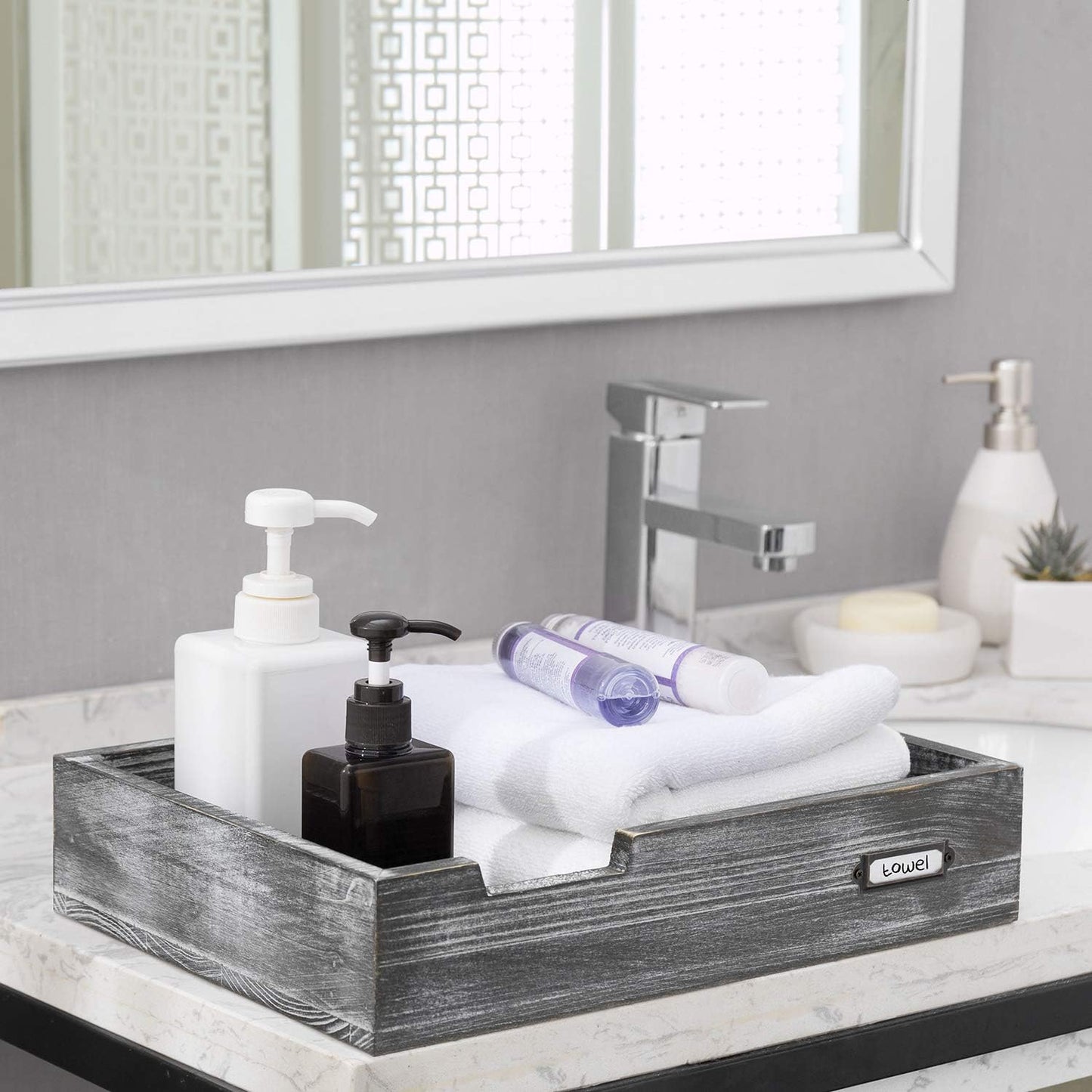 Set of 2 Ash Gray Wood Office Desktop Document Letter Paper Trays, Stackable Decorative Multipurpose File Organizer