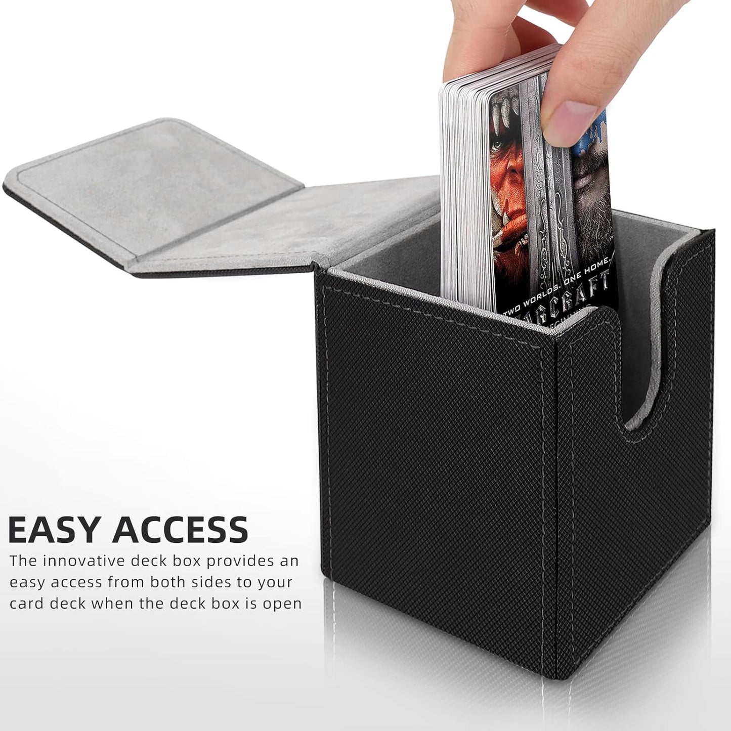 Mlikero 4 Pack Card Deck Box, Commander Deck Box Holds 400+ Single Sleeved Cards with 4 Dividers, Leather Magnetic Card Box Fit for MTG, TCG