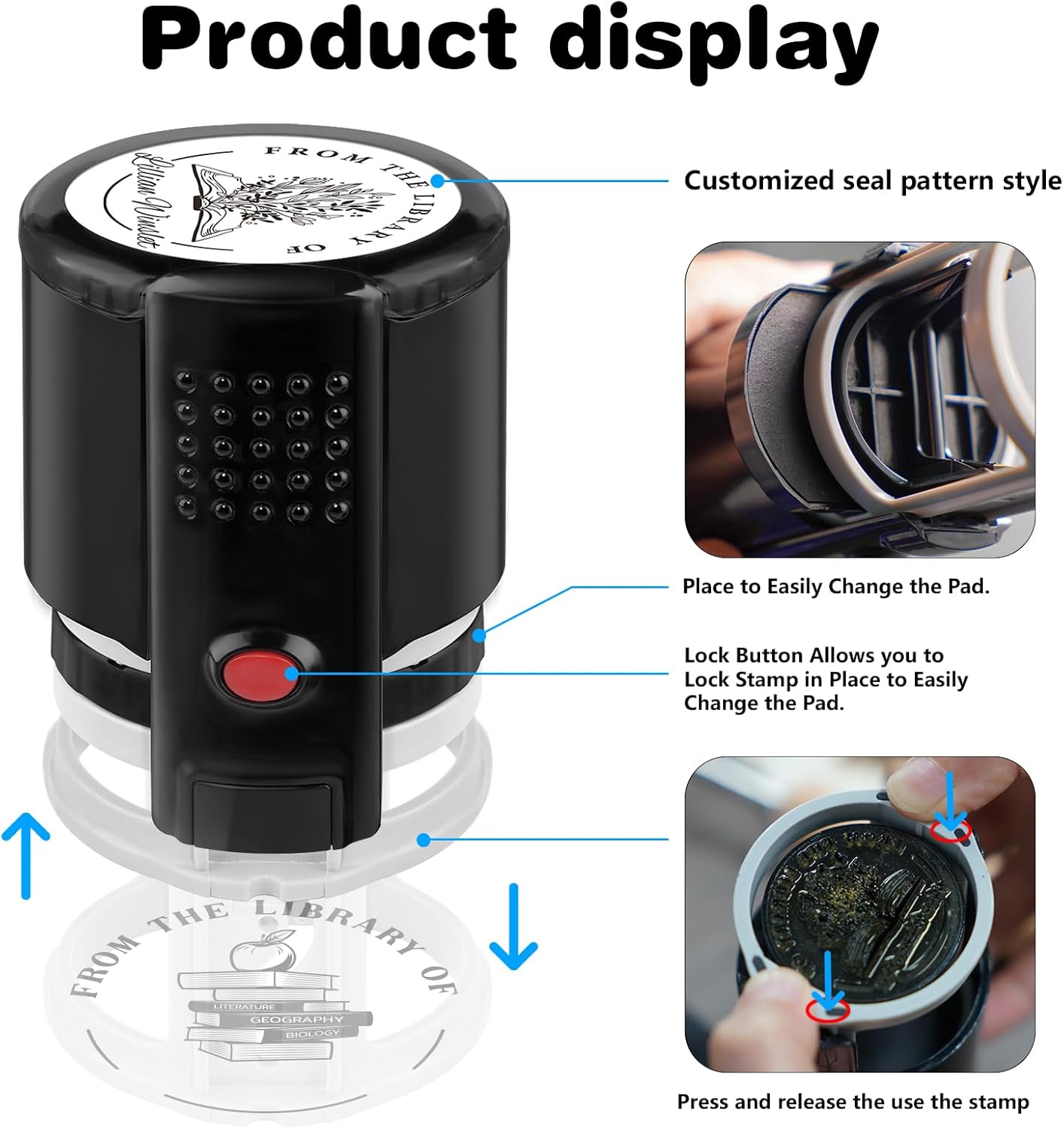 Custom Self-Inking Stamps | Personalized Book Stamp Gift for Book Lovers | 5 Ink Colors (Style12)