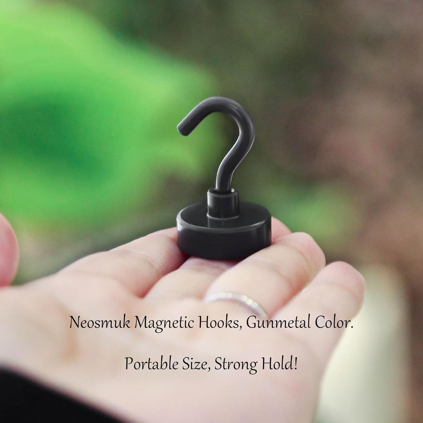 Neosmuk Magnetic Hooks, 40lb Heavy Duty Earth Magnets with Hook for Refrigerator, Extra Strong Cruise Hook for Hanging, Magnetic Hanger for Cabins, Grill (Gunmetal, Pack of 4)