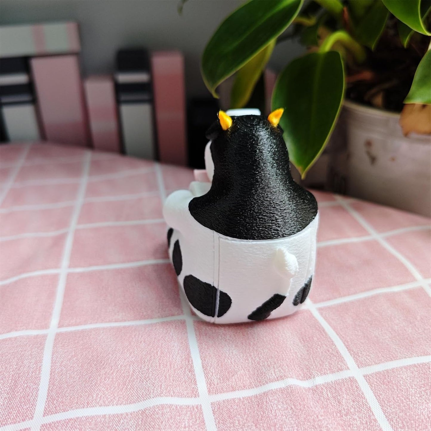 Cute Office Accessories - Stamp Roll Holder Postage Stamp Dispenser for Desk, No Stamps, 1.18" Core, Black Cow Design, C04