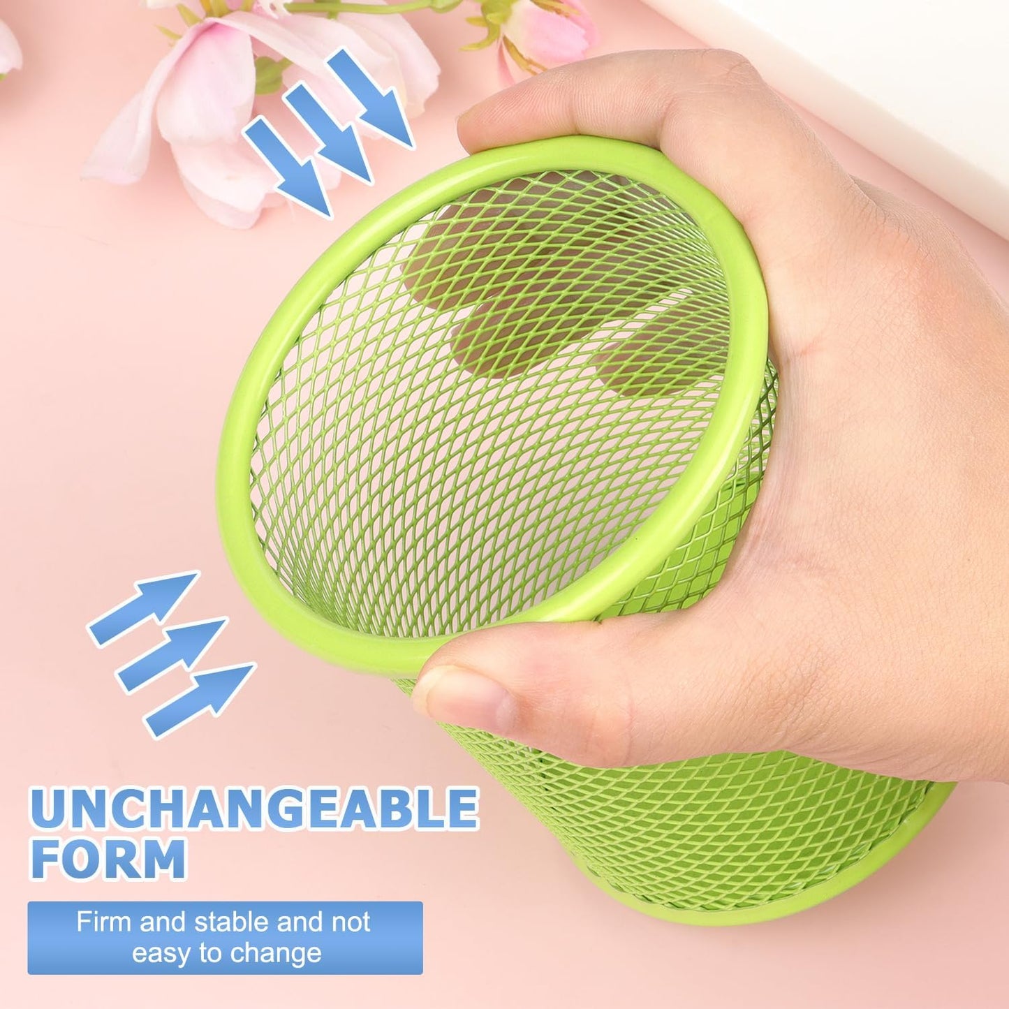 Tamaki Pen Holder Cup for Desk, Wire Mesh Pencil Cup Holder for Desk Office Pen Organizer (Green)