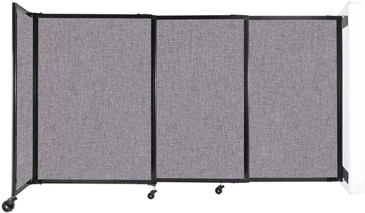 Wall-Mounted Sliding StraightWall Room Divider | Adjustable Widths | Locking Wheels | Room Separator | Up to 7'2" Wide x 4' Tall Cloud Gray Fabric Panels