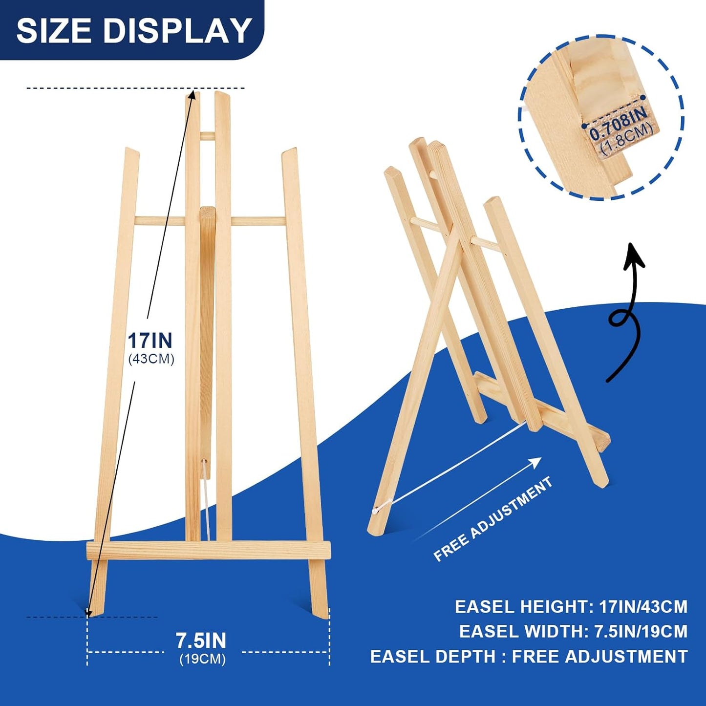 ESRICH 10pcs 17 Inch Tabletop Easels,Wood Easel for Painting,Tripod, Painting Party Easel, Kids Student Desktop Easel for Painting,Paint Easel for Canvas Painting