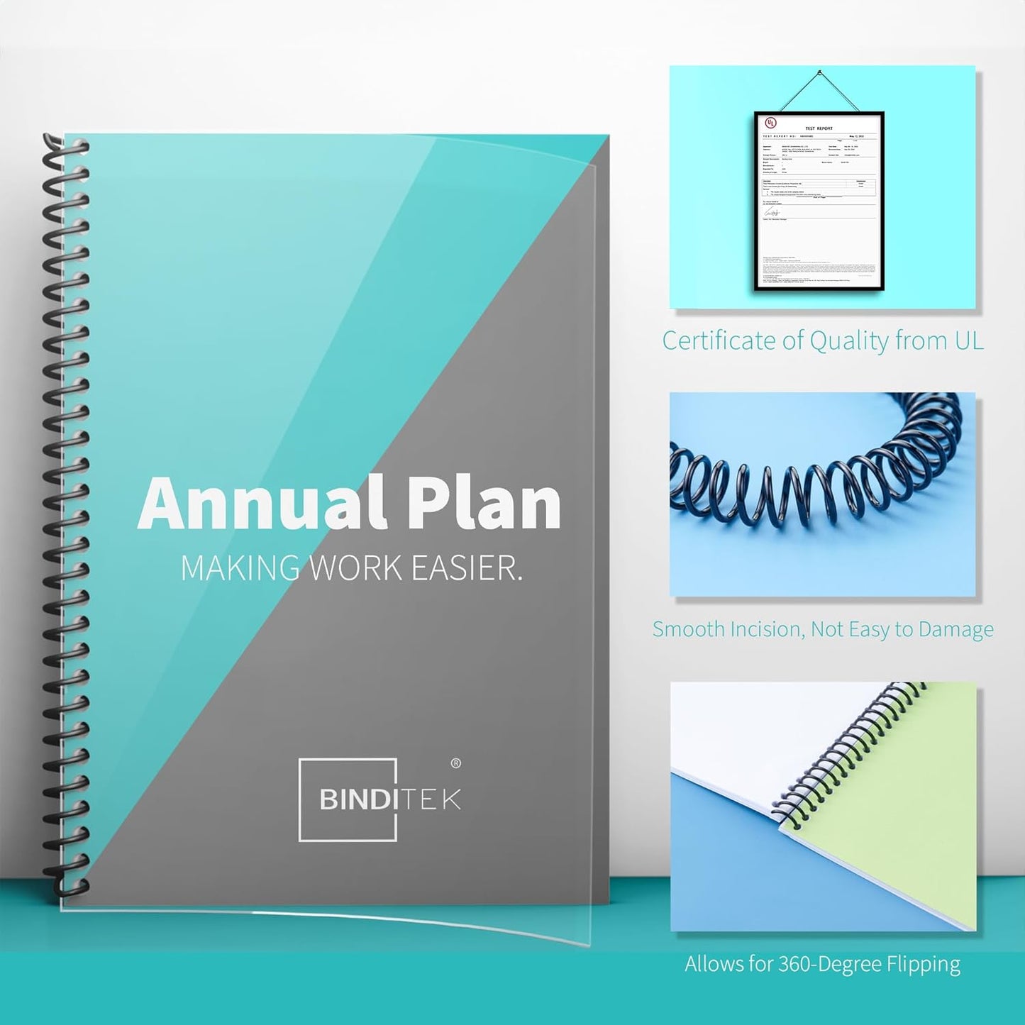 Binditek 50 Pack Plastic Spiral Binding Coils, 30mm (1-3/16"), 260 Sheet Capacity, 4:1 Pitch, Black, 48 Loops, for Letter Size, for Students and Coworkers