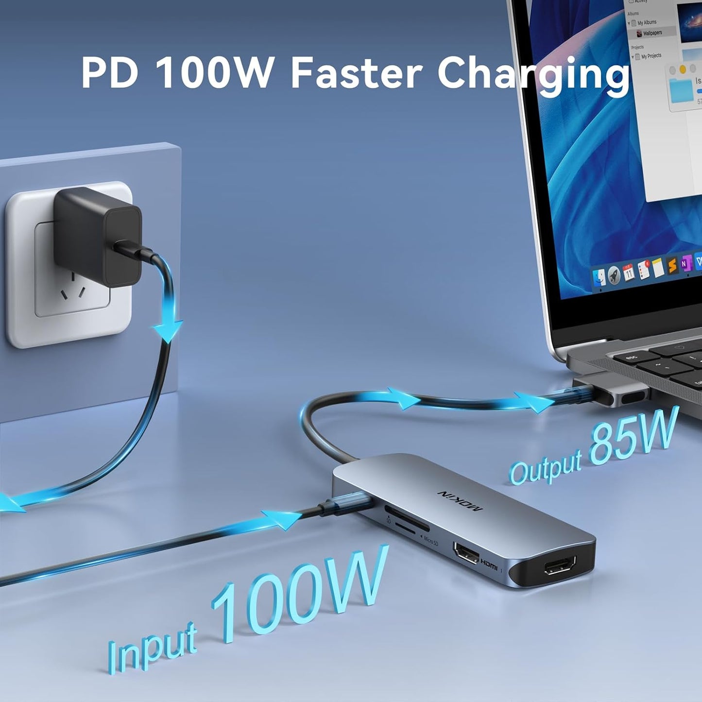 Docking Station for MacBook Pro Air,USB C Docking Station Dual Monitor,Dual HDMI Adapter Hub for Mac MacBook Pro with 2 HDMI(4K @60Hz), 3 USB3.0,SD TF Card Reader and 100W PD USB C Port