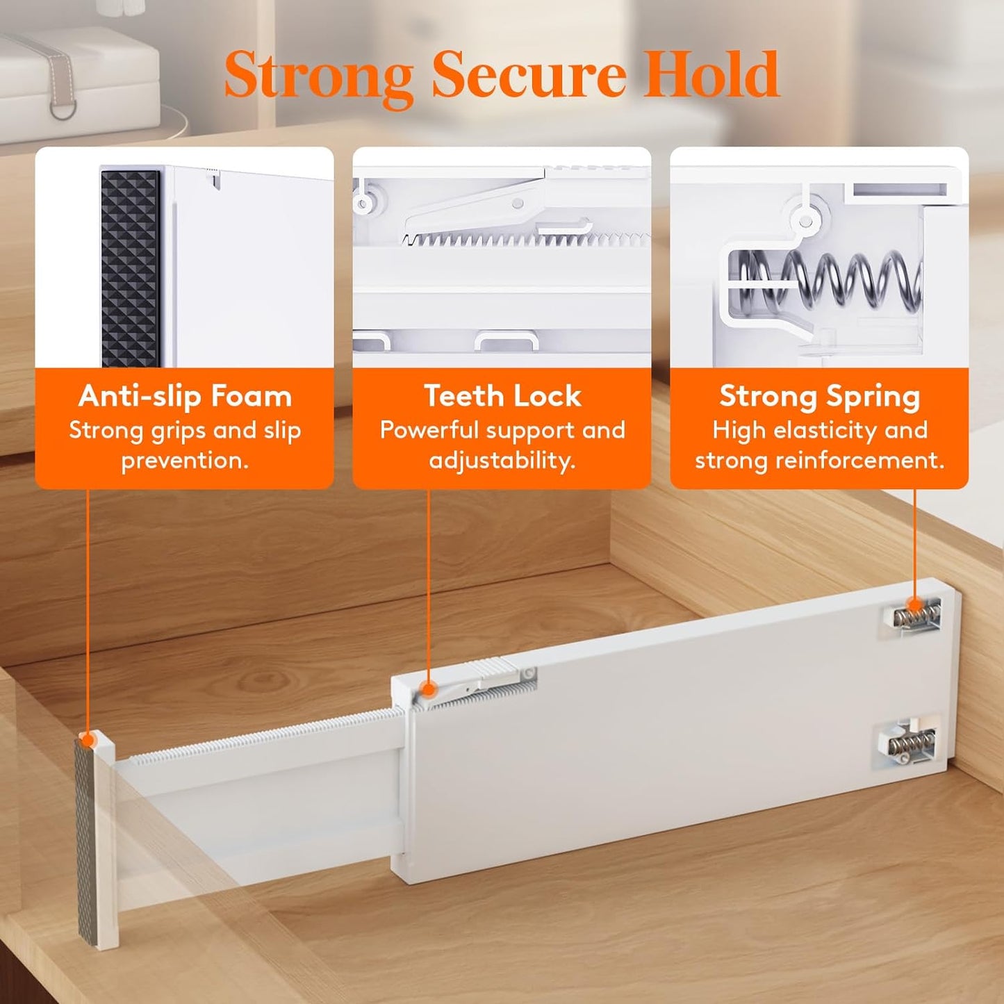 Lifewit 8 Pack Drawer Dividers Plastic 4" High, 13.5-22" Adjustable Drawer Organizers for Clothes, Expandable Dresser Separators in Bedroom/Bathroom/Kitchen/Fridge/Office Organization and Storage