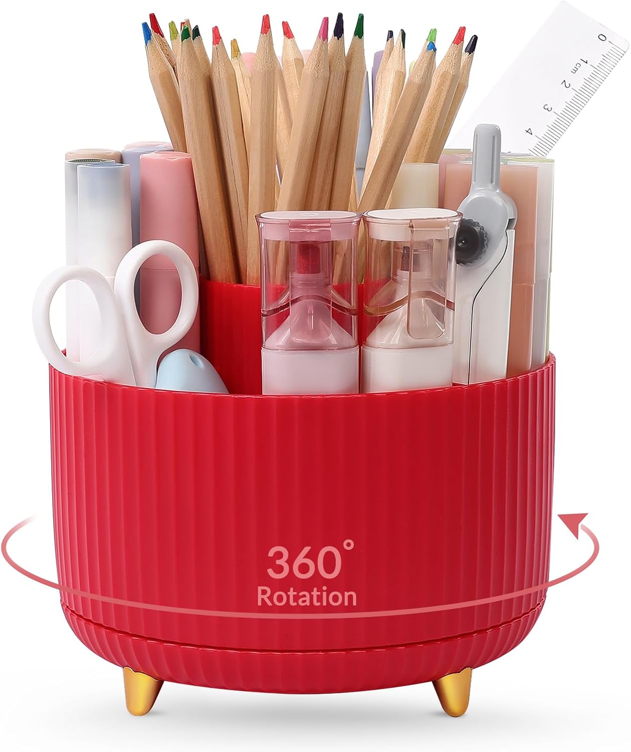 SKYDUE 360 Degree Rotating Desk Organizer, Dual-Purpose Pencil Pen Holder, Pen Organizer with 5 Slots, Pencil Cup for Office, School, Home