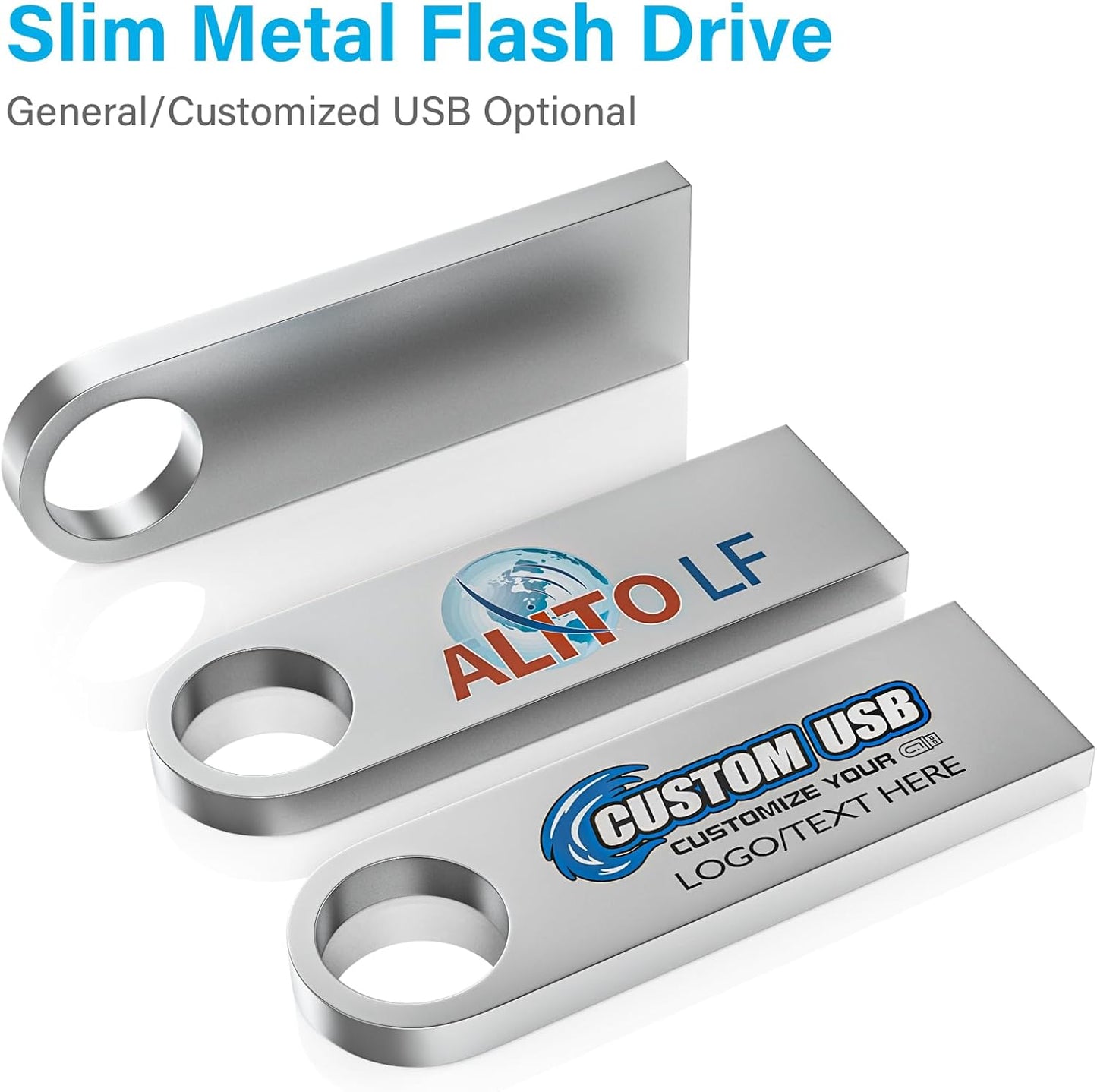 ABLAZE 128MB Flash Drive 10 Pack, Metal USB 2.0 Thumb Drives with Keychains USB Sticks Pendrives (Sliver)