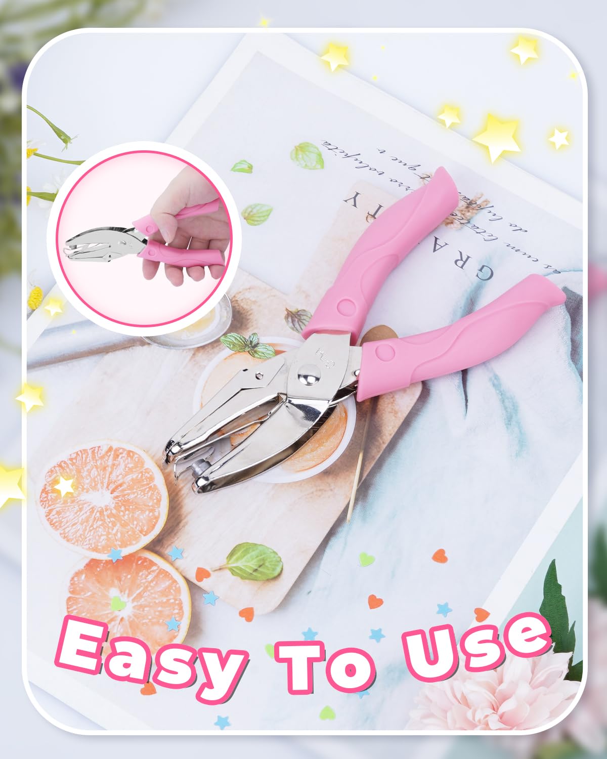 UCEC Heart Shape Single Paper Hole Puncher, Heart-Shape Handheld Hole Paper Punch, 1 Pack 1/4" Metal Single Hearts Hole Paper Punch with Soft-Handled for DIY Craft Tags Clothing Ticket