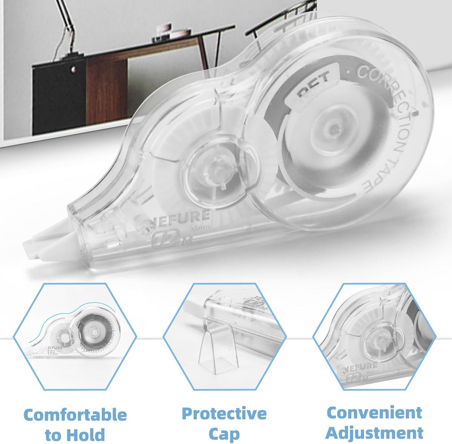 4 Pcs Correction Tape, 39.4 Ft White Wrong Out Tear-Resistant Bulk, Instant Corrections Easy To Use Applicator for School, Office, Note Taking, Journal (Tape Width 0.2 in, Clear)