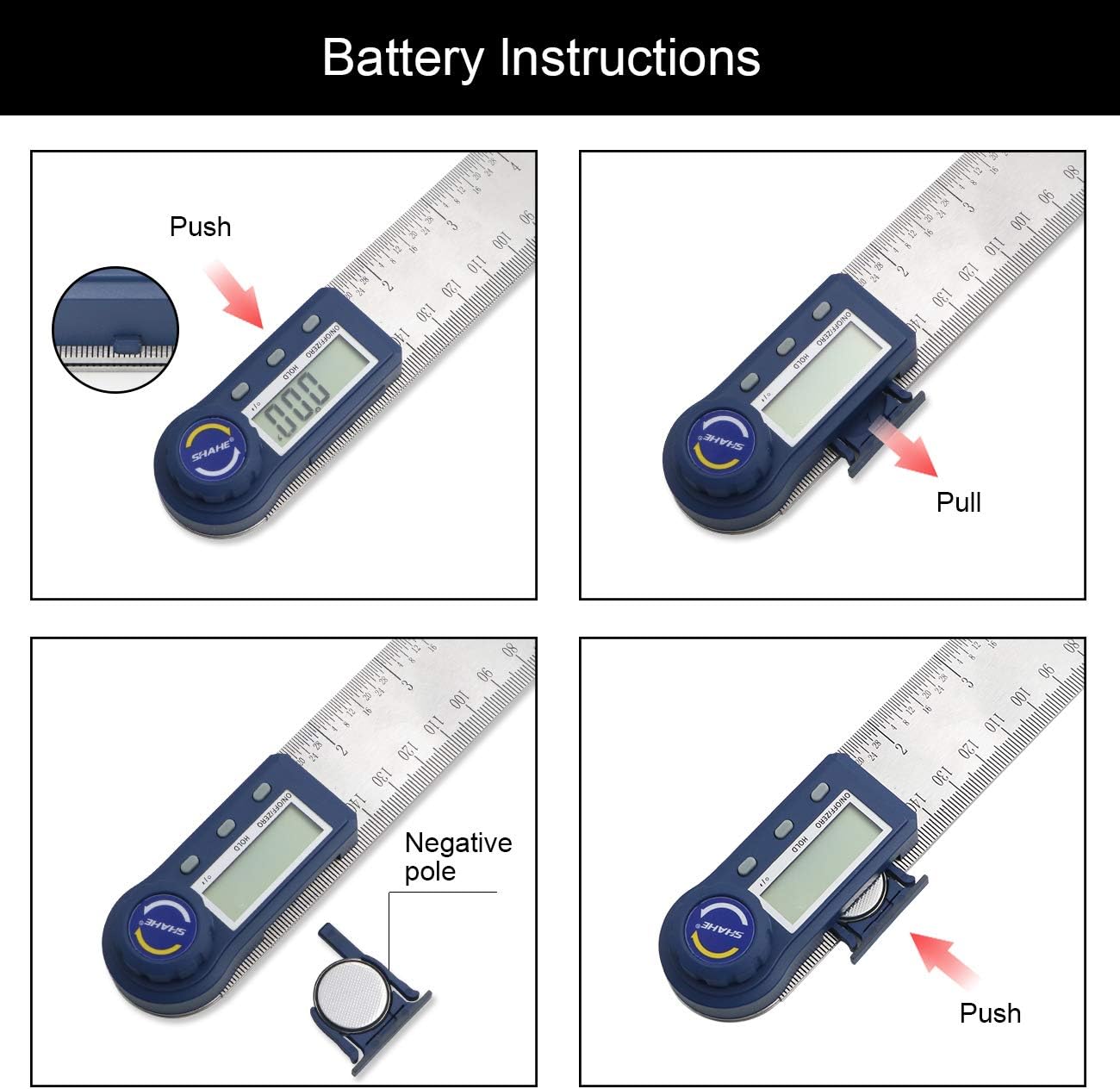 Digital Angle Finder,2 in 1 Digital Protractor, 7 inch / 200mm Stainless Steel Digital Angle Ruler with Zeroing and Locking Function