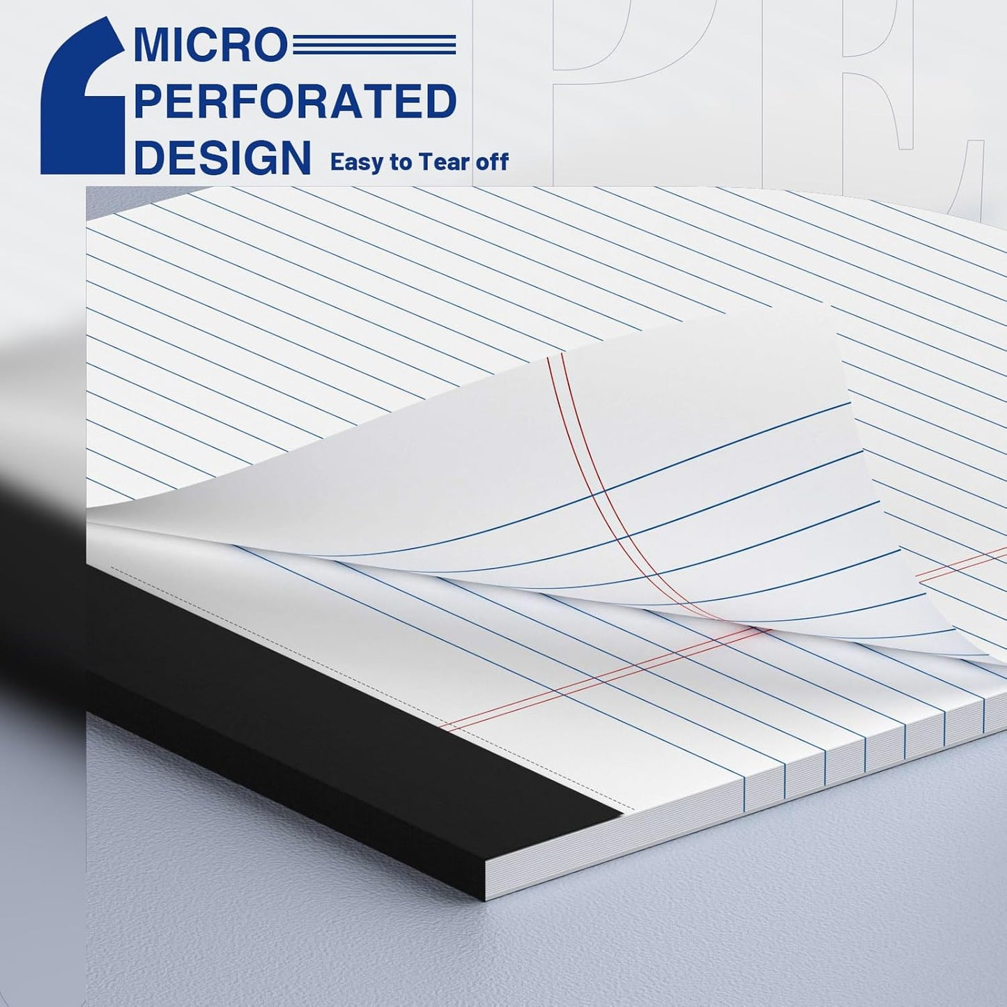 6-Pack Legal Pads 8.5"x11" Wide Ruled Note Pads - 300 Sheets (50/Pad) with Micro-Perforated Notepad & Chipboard Backing To-Do Lists Thick Lined Writing Paper Notebook for School & Office Supplies