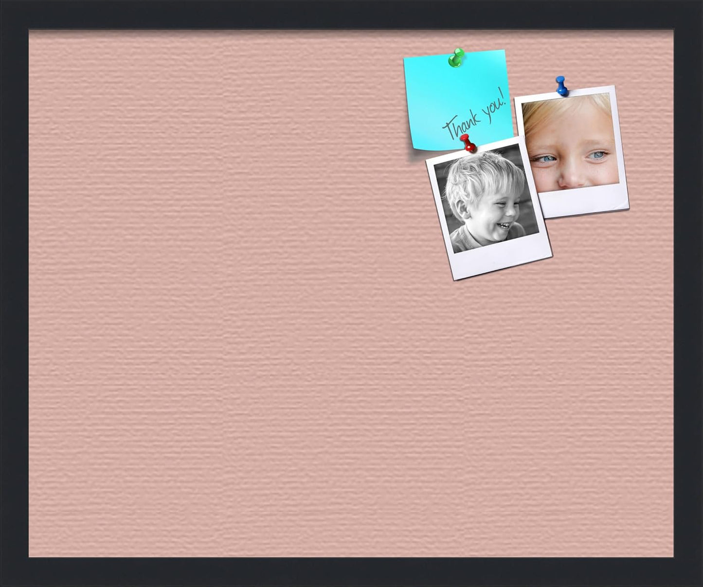 PinPix 22x18 Inch Cork Bulletin Board. This Decorative Framed Pin Board Comes with Pink Pastel Design and a Satin Black Frame. Ideal for Home Office Decor or Message Board (PinPix-1813)