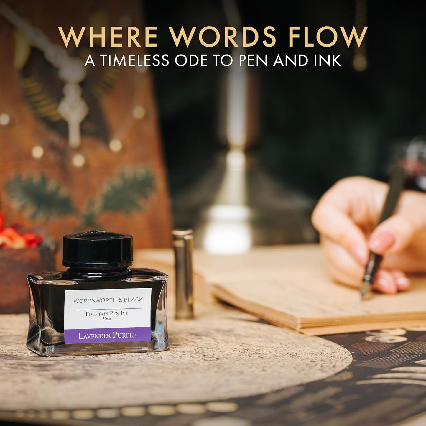 Wordsworth and Black Fountain Pen Ink Bottle (50 ml) Premium Luxury Edition, [Lavender Purple] Fountain Pens Bottled Ink; Classic Designed Bottle Smooth Flow 50 ml…