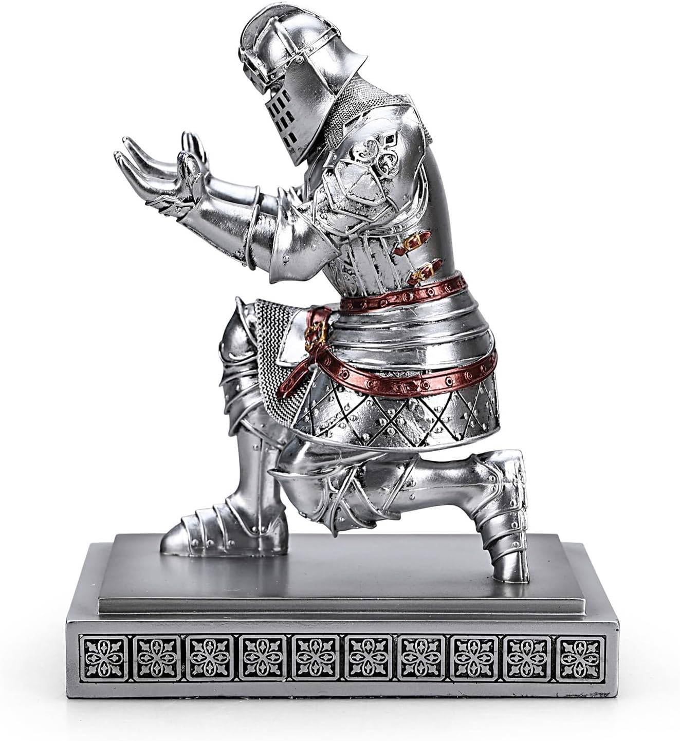 King's Guard Knight Pen Holder Pen Stand Desk Organizers and Accessories Resin Pencil Holder as Gift for Office and Home (Silver)