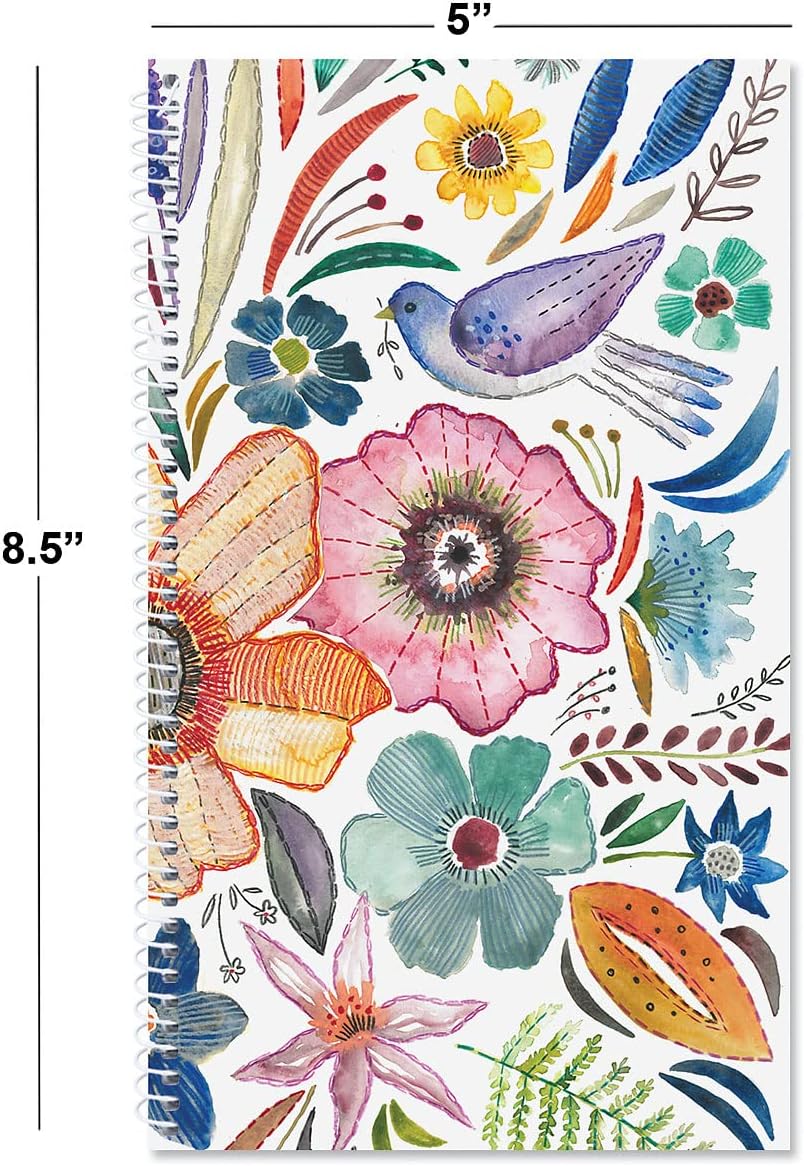 Current Embroidered Florals Password & PIN Keeper Book, 94 Pages, 5” x 8.5” Size Spiral Bound, Soft Cover Internet Organizer for Offline Website, Login, & Username Storage