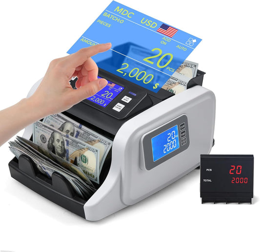 Bonvoisin Money Counter Machine Mixed Denomination, Cash Counter Machine with Counterfeit Detection, Bill Counter with Batch, ADD and Count Mode