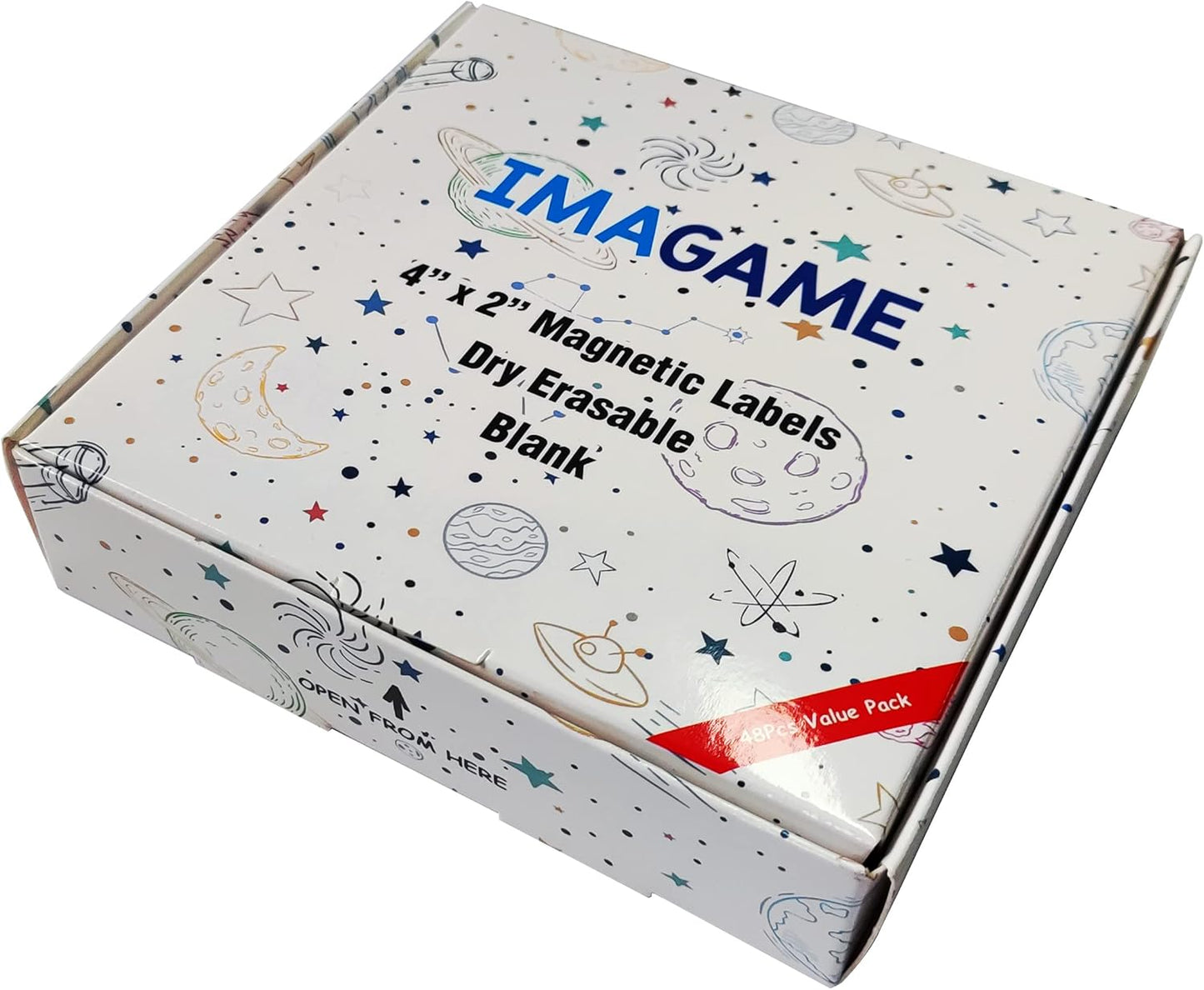 Dry Erase Magnets, Blank Magnetic Dry Erase Labels, 48-Pack, Erasable Magnets for Whiteboard, Multipurpose White Magnetic Labels to Write On for Classroom, Home, Education, Office, 4" x 2"