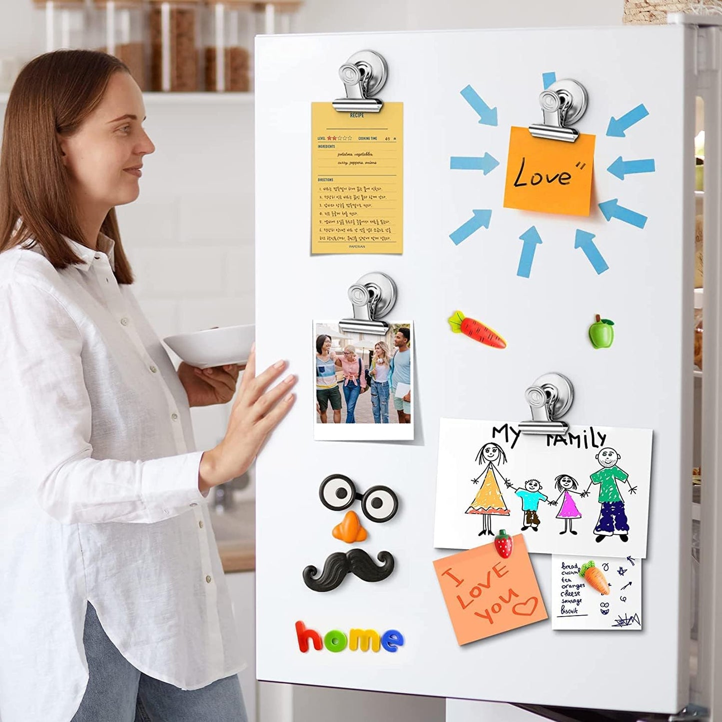 Grtard 24pack Magnetic Clips Heavy Duty, Magnet Clips for Fridge, Refrigerator Magnets, Strong Magnetic Clip,Scratch Free Magnets with Clip for Refrigerator, Whiteboard, Classroom, Locker