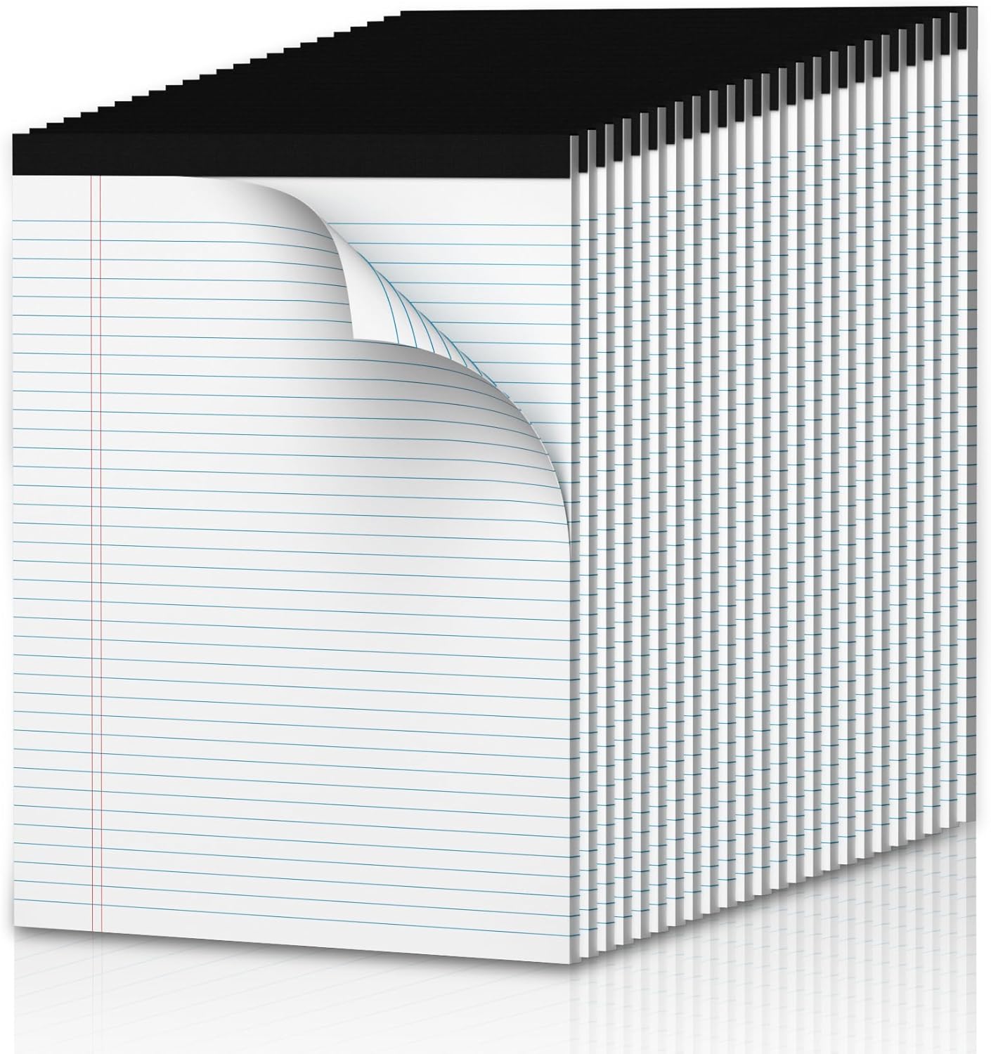 White Legal Pads 8.5 x 11 Narrow Ruled, 24 Pack Notepads College Ruled Pads of Paper With Sturdy Back 37 Lines 70 GSM Paper, Writing Note Pads 30 Sheets Per Writing Pad for Taking Notes, Reminders