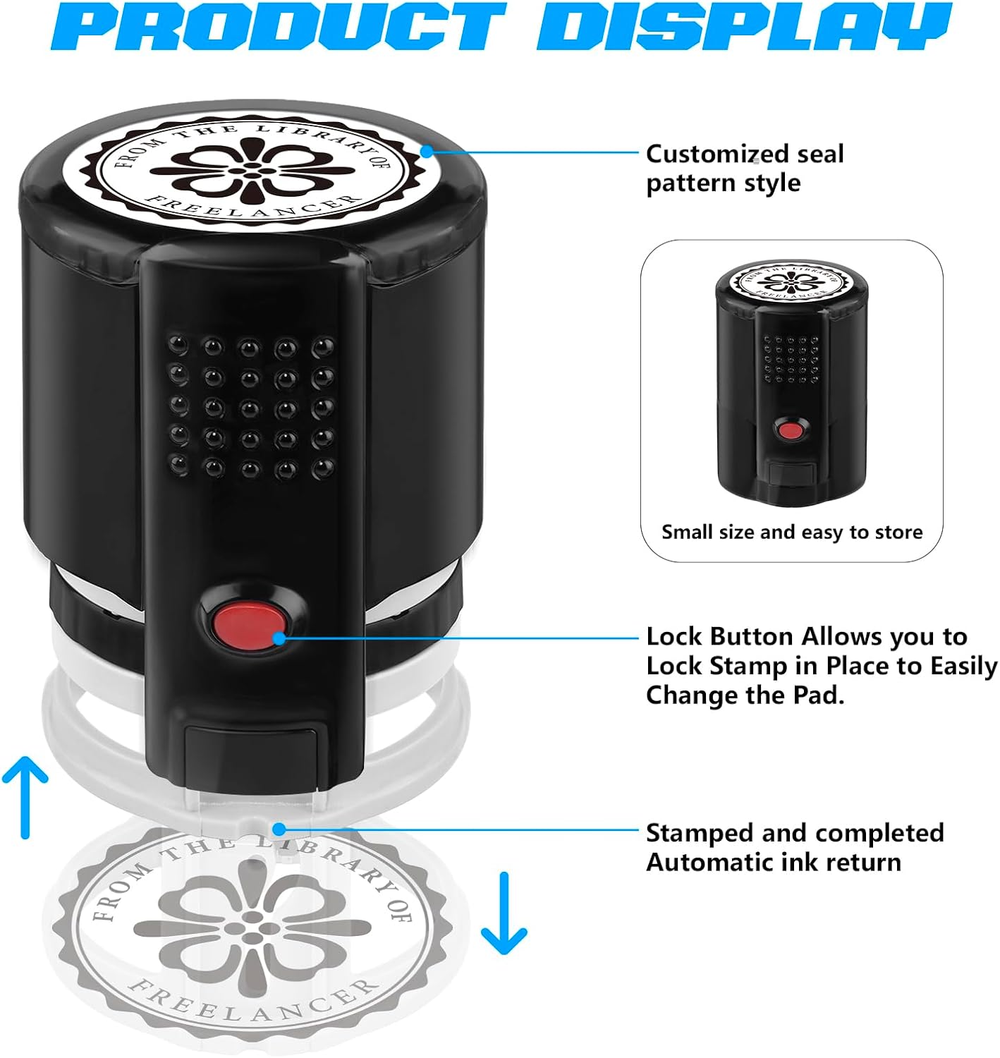 Custom Ink Stamp | Personalized Self Inking Stamp Gifts for Book Lovers, Readers, Teachers | 5 Ink Colors (Design-04)