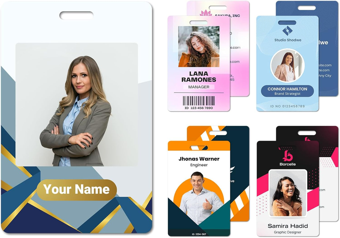 Custom Id Badge Custom Id Card Identification Badges Customizable Personalized Name Badge Customize Name Tag Photo Logo Employee Work Office Volunteer Customized Personal (Vertical-7)